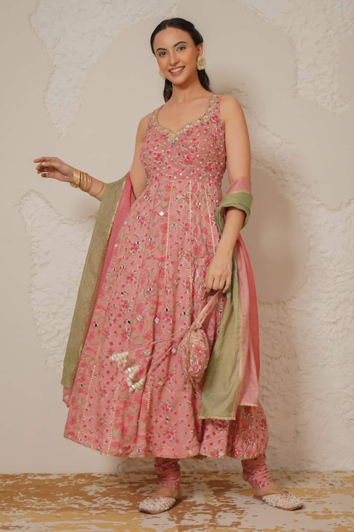 Nemaani Naaz Hand Block Print Anarkali Set 