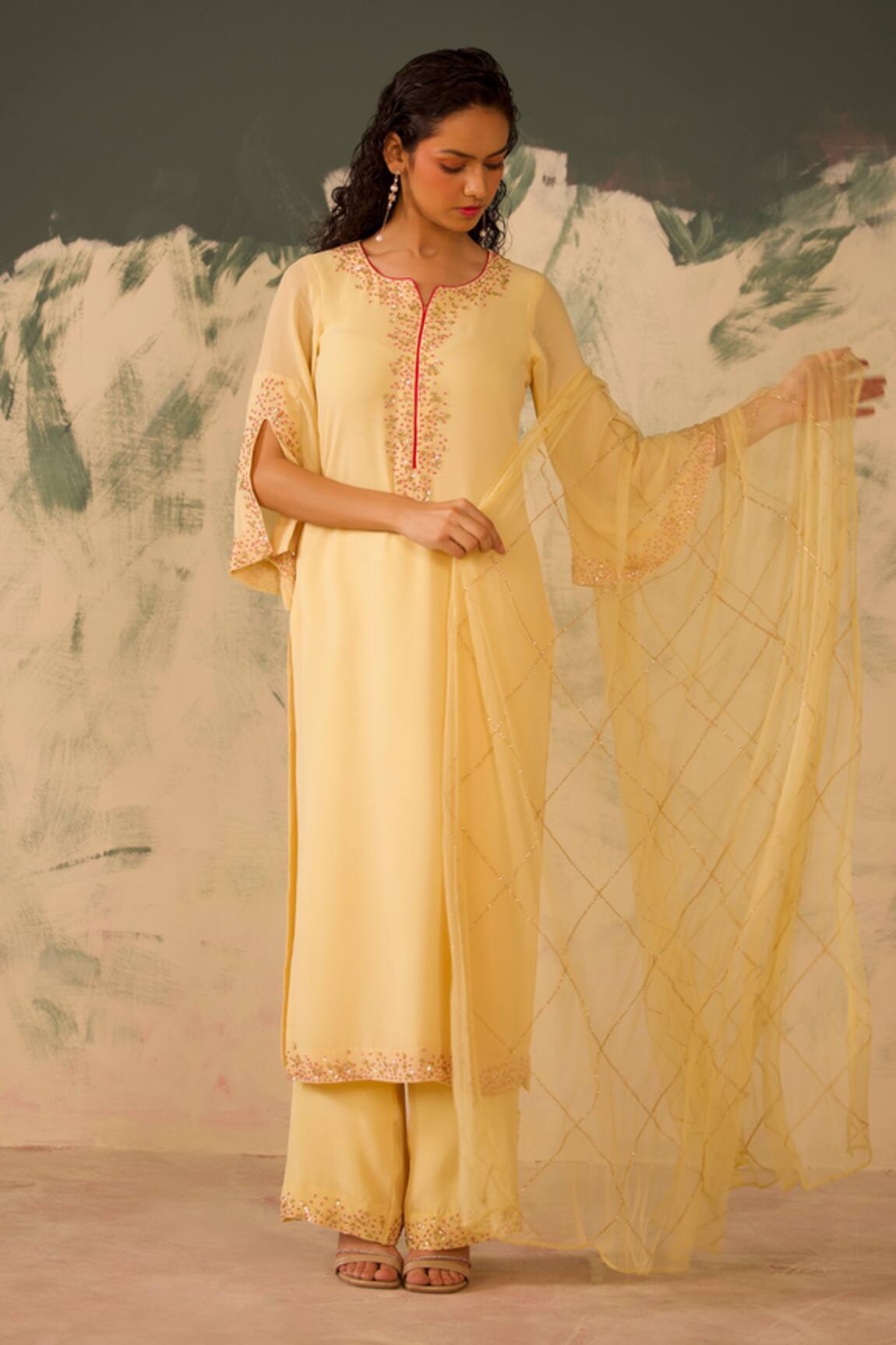 Radha Sharma Hand Embroidered Kurta & Palazzo Set 