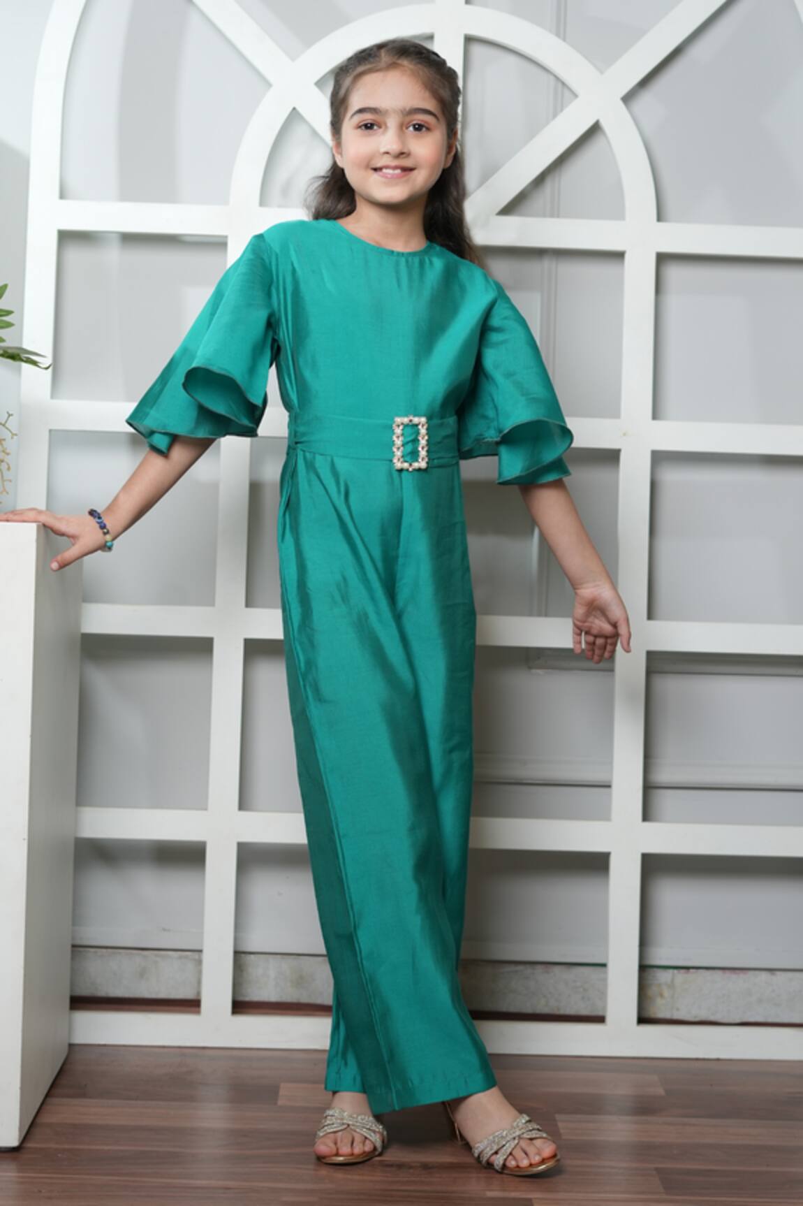 Jelly Jones Embellished Buckle Green Jumpsuit 