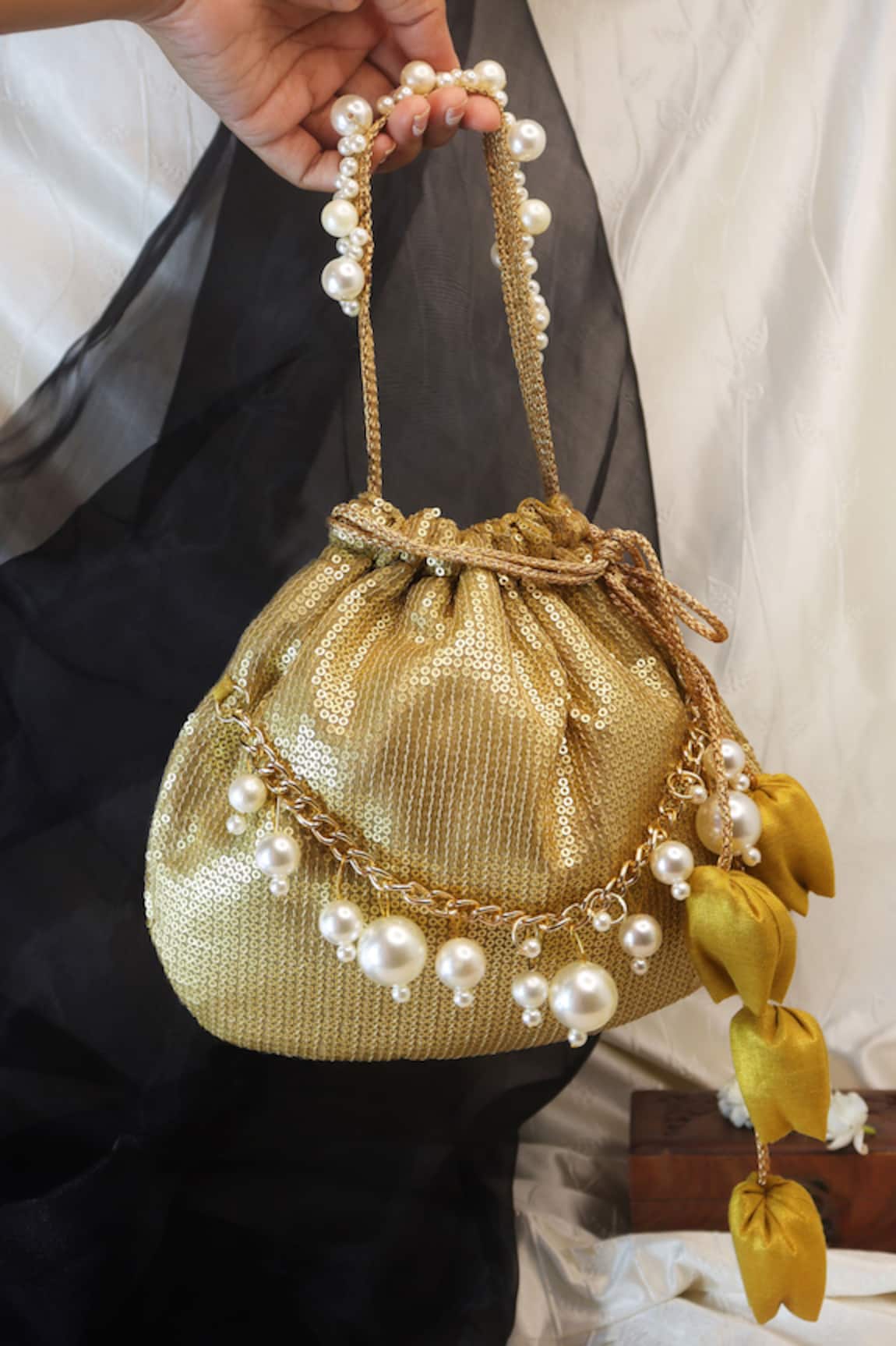 Soho Boho Studio By Aarti Thakur Gold Sequin Potli Bag