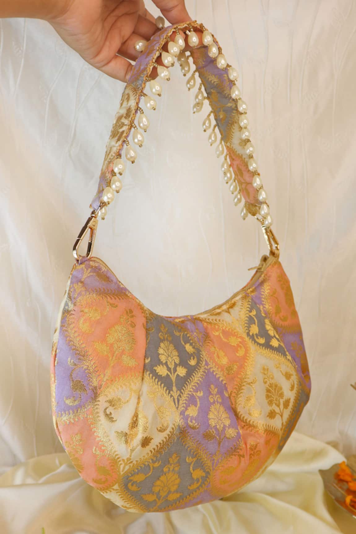 Soho Boho Studio By Aarti Thakur Banarasi Silk Moon Handbag