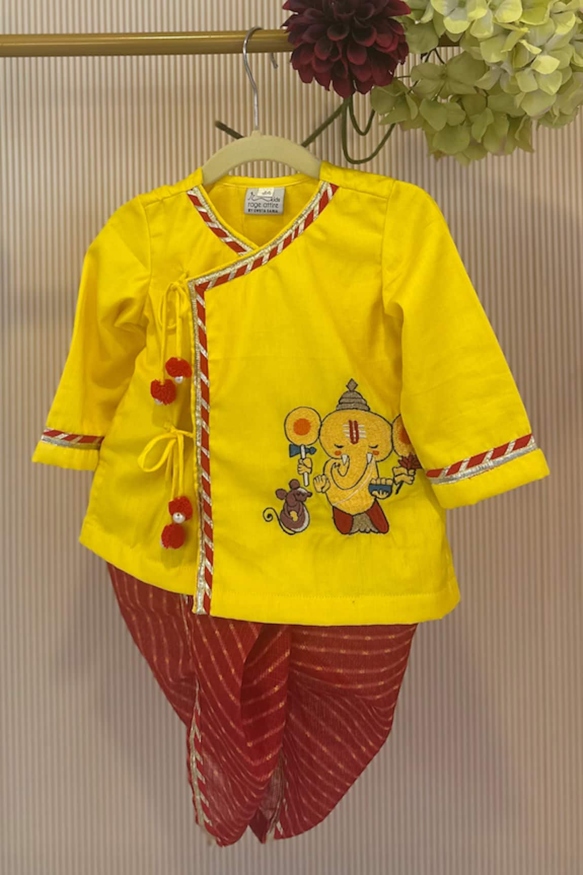 Rage Attire-Sweta Saria Bal Ganpatti Kurta Dhoti Pant Set 
