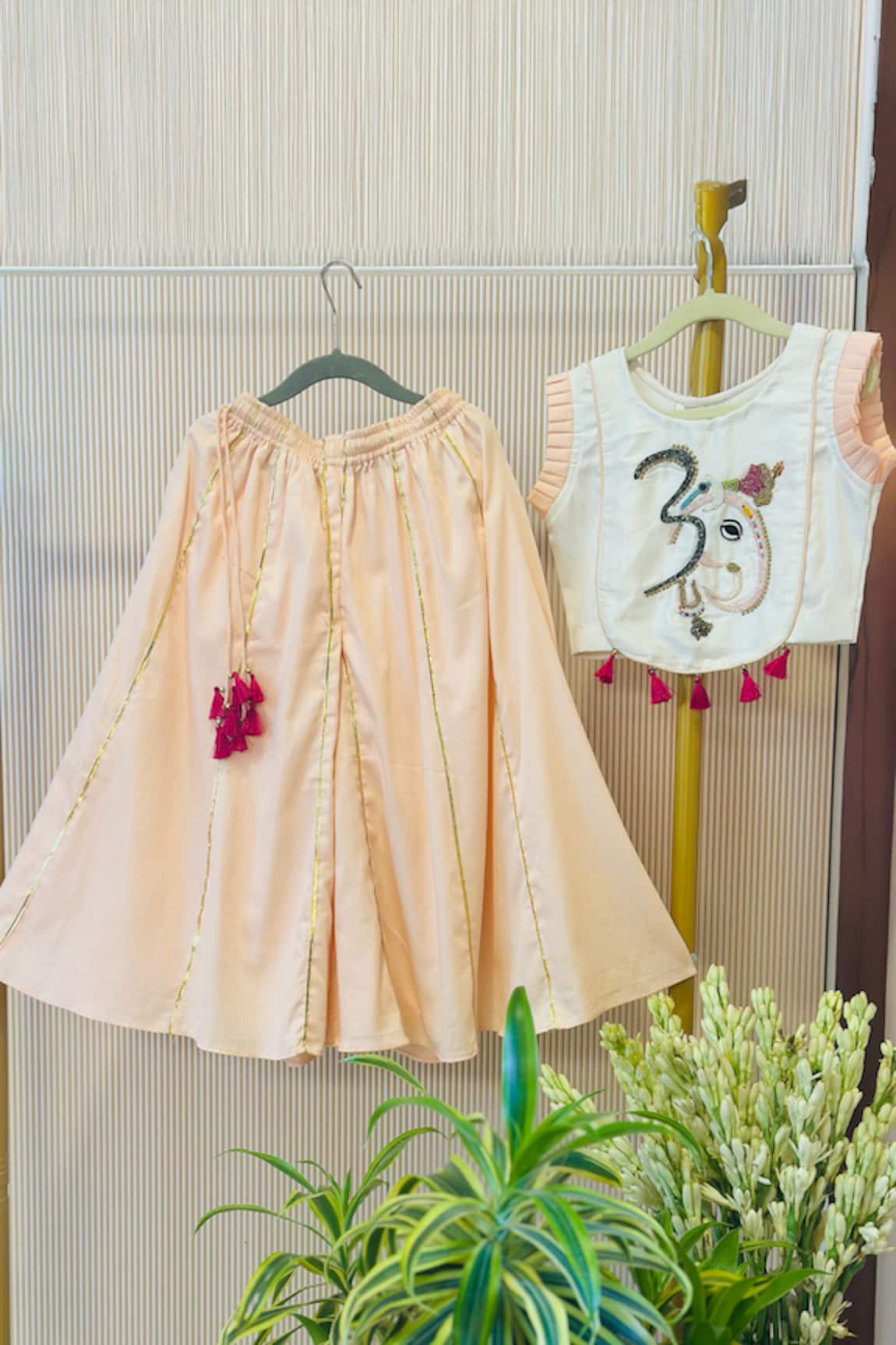 Rage Attire-Sweta Saria Om Ganehsa Crop Top Palazzo Set 