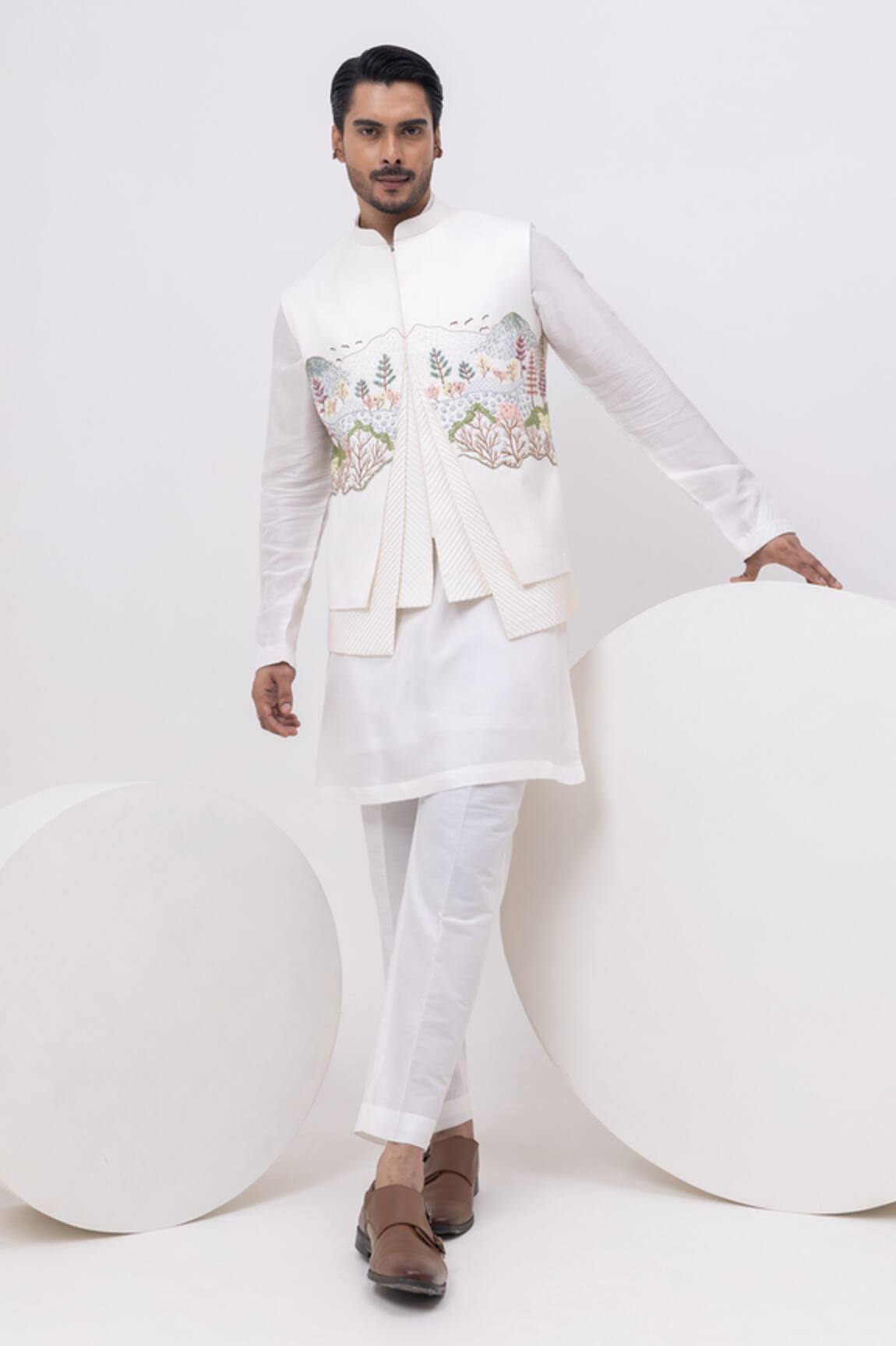 Kaka Calcutta Kashmiri Nehru Jacket With Kurta & Pant Set 