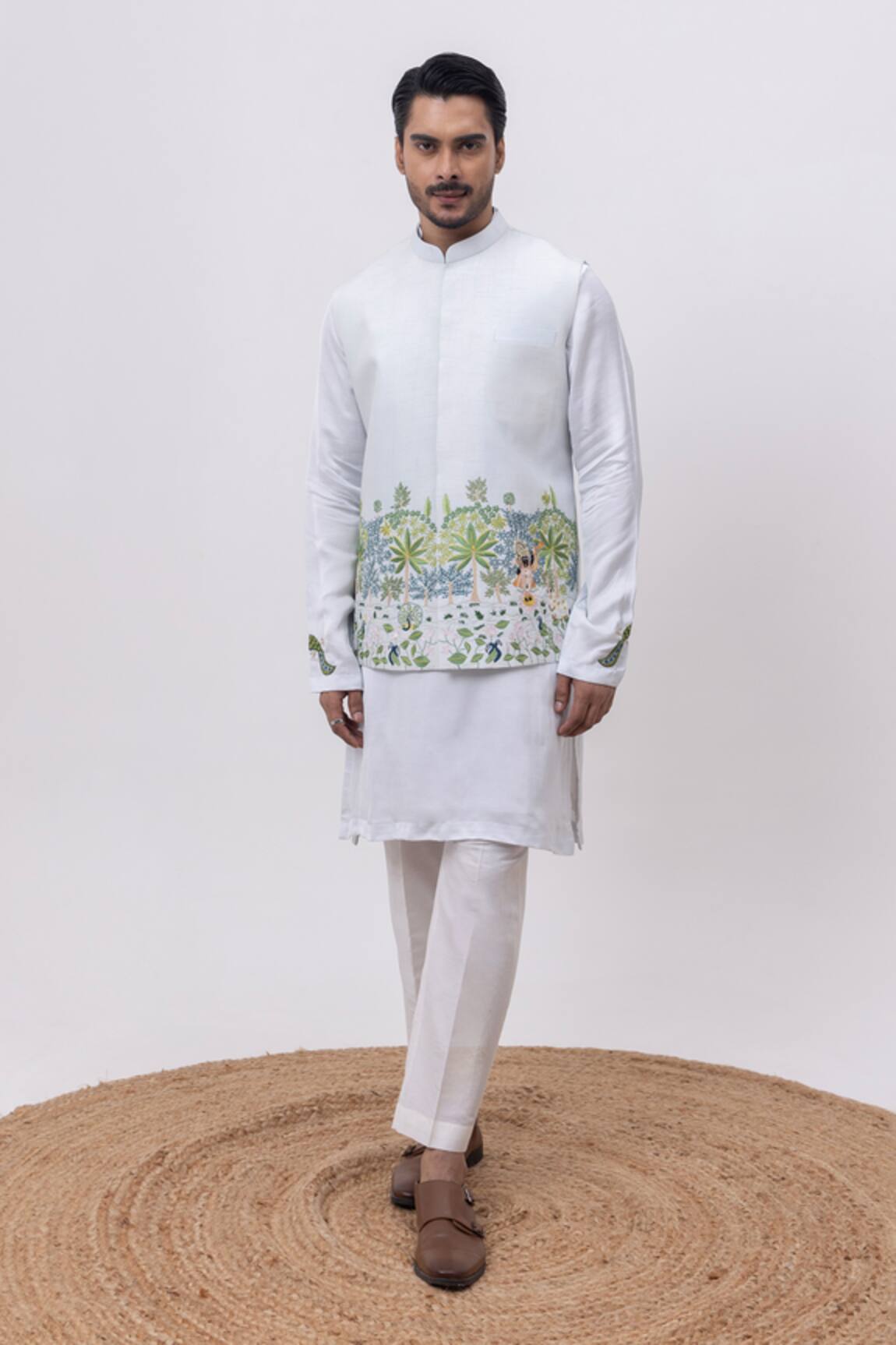 Kaka Calcutta Shreenath Nehru Jacket With Kurta & Pant Set 