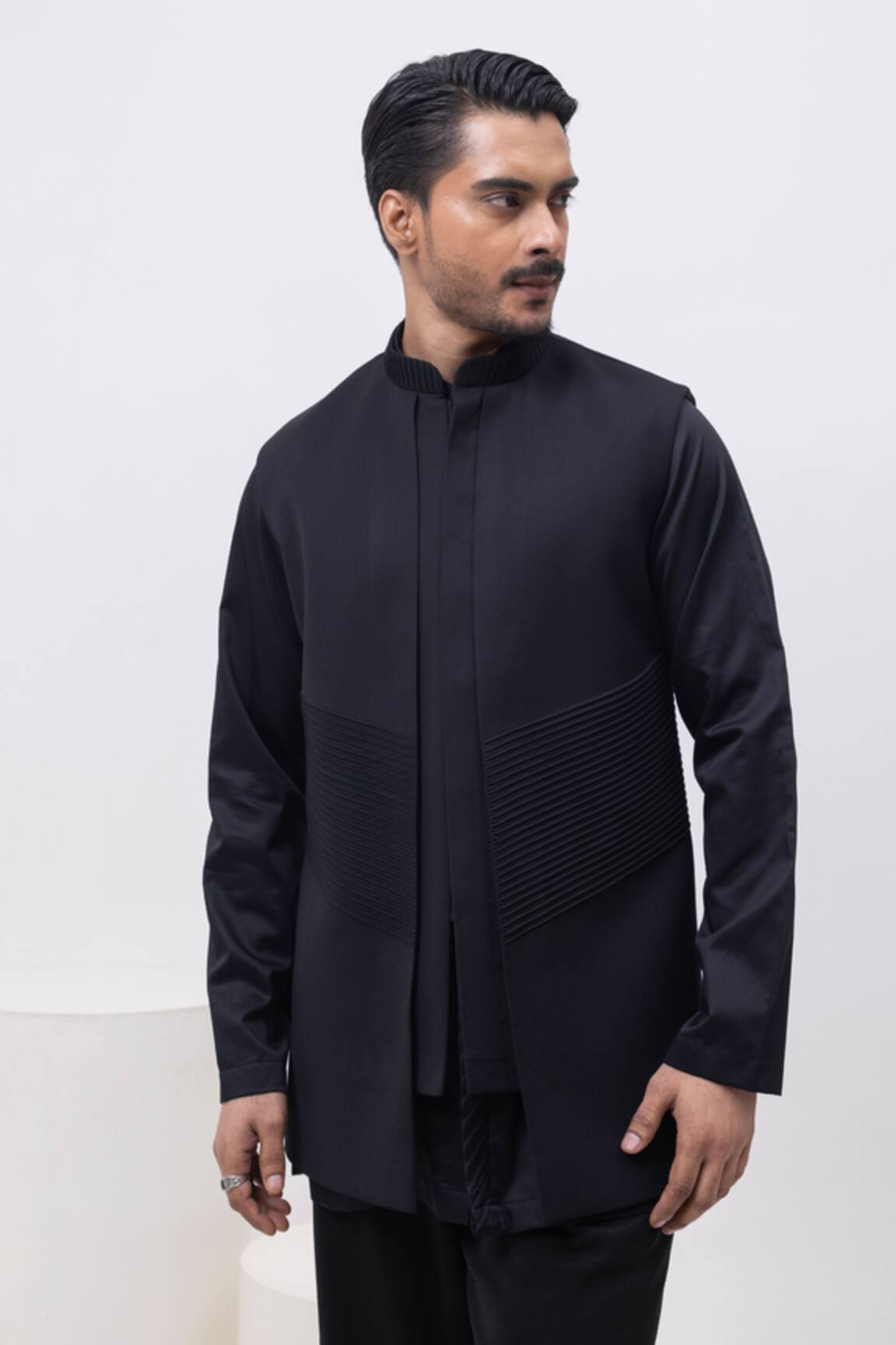 Kaka Calcutta Pintuck Panel Nehru Jacket 