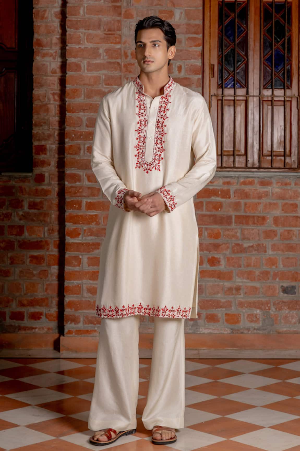 Nafs Ivory Tussar Silk Kurta & Flared Pant 