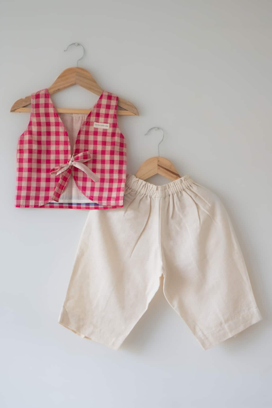 Love The World Today Candy Cloud Pink Checkered Top & Baggy Pant Set 