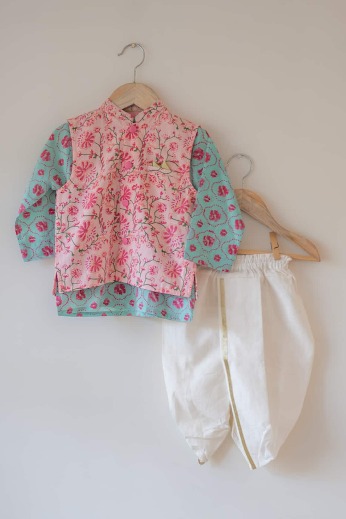 Love The World Today Gul Floral Kurta Bundi & Dhoti Pant Set 