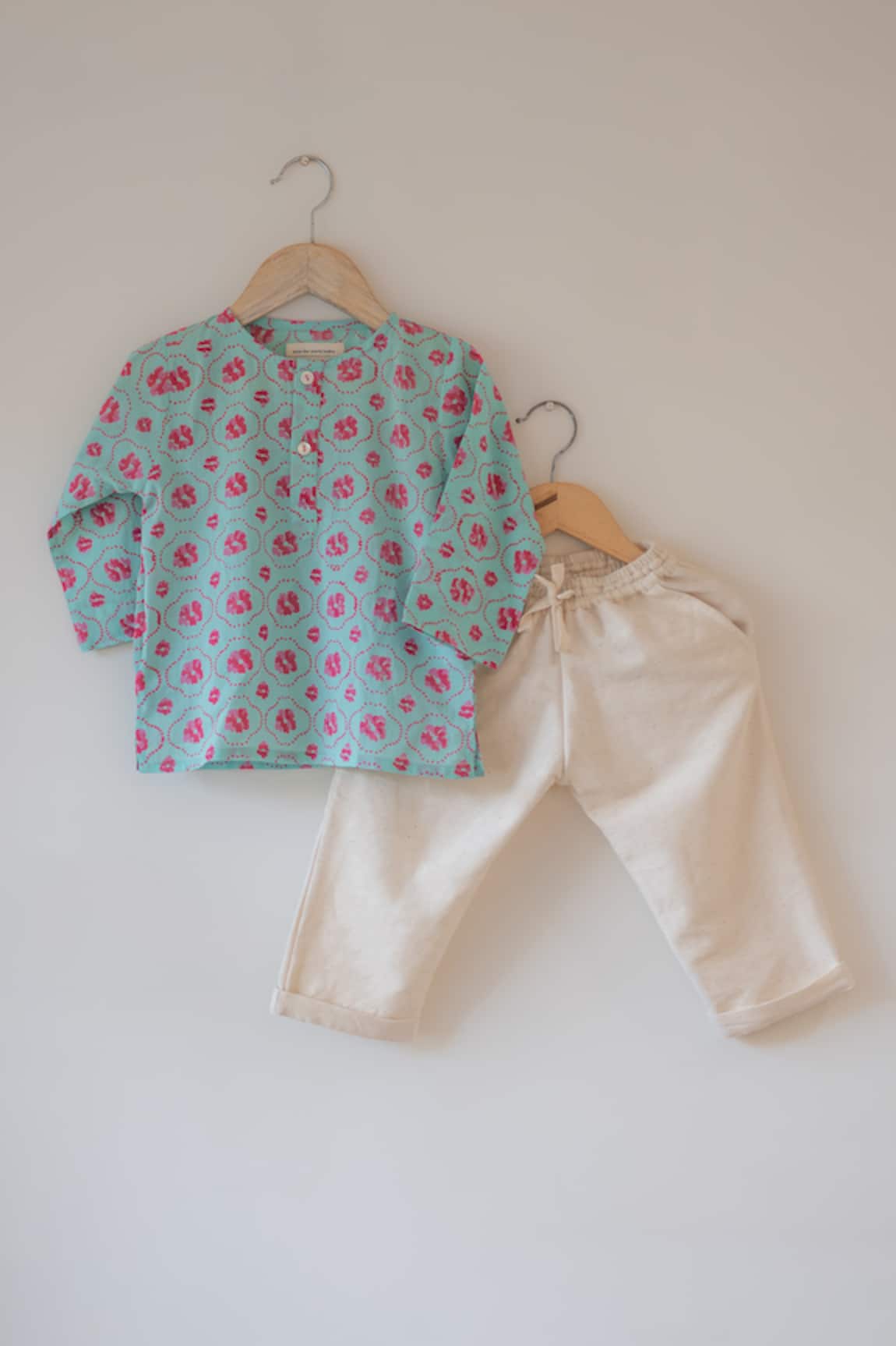 Love The World Today Phool Pink Floral Kurta & Baggy Pant Set 