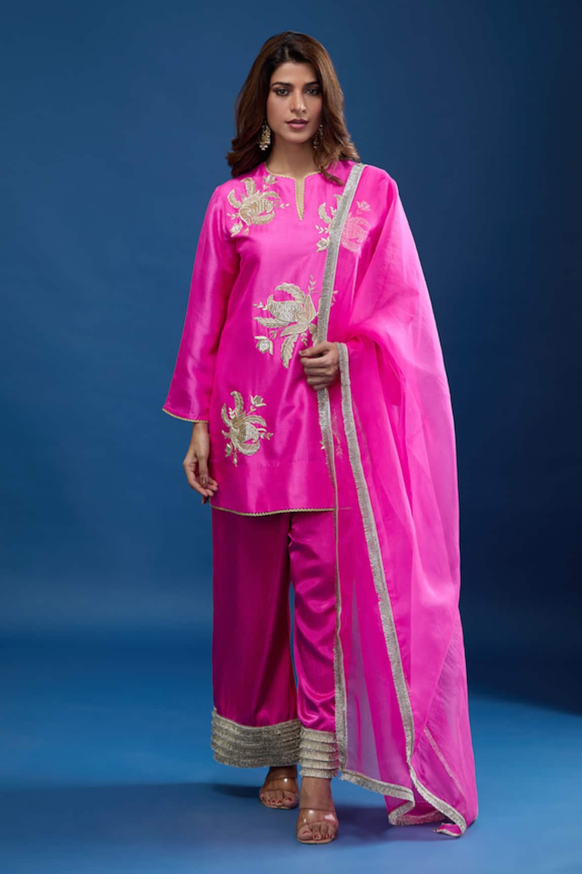 Archana Shah Embroidered Short Kurta Palazzo Set 