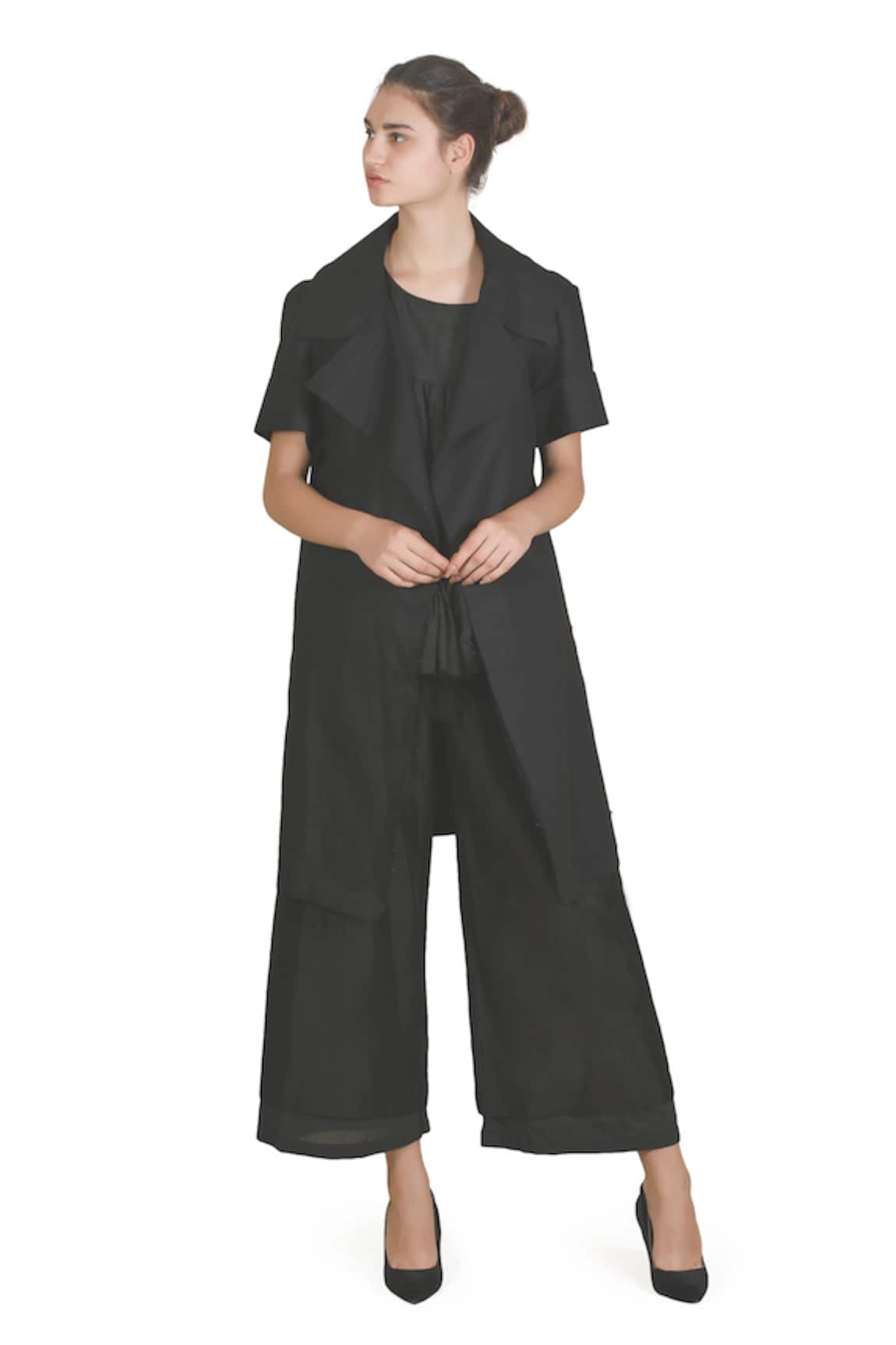 Samant Chauhan Matte Trace Linen Jacket Trouser Set 