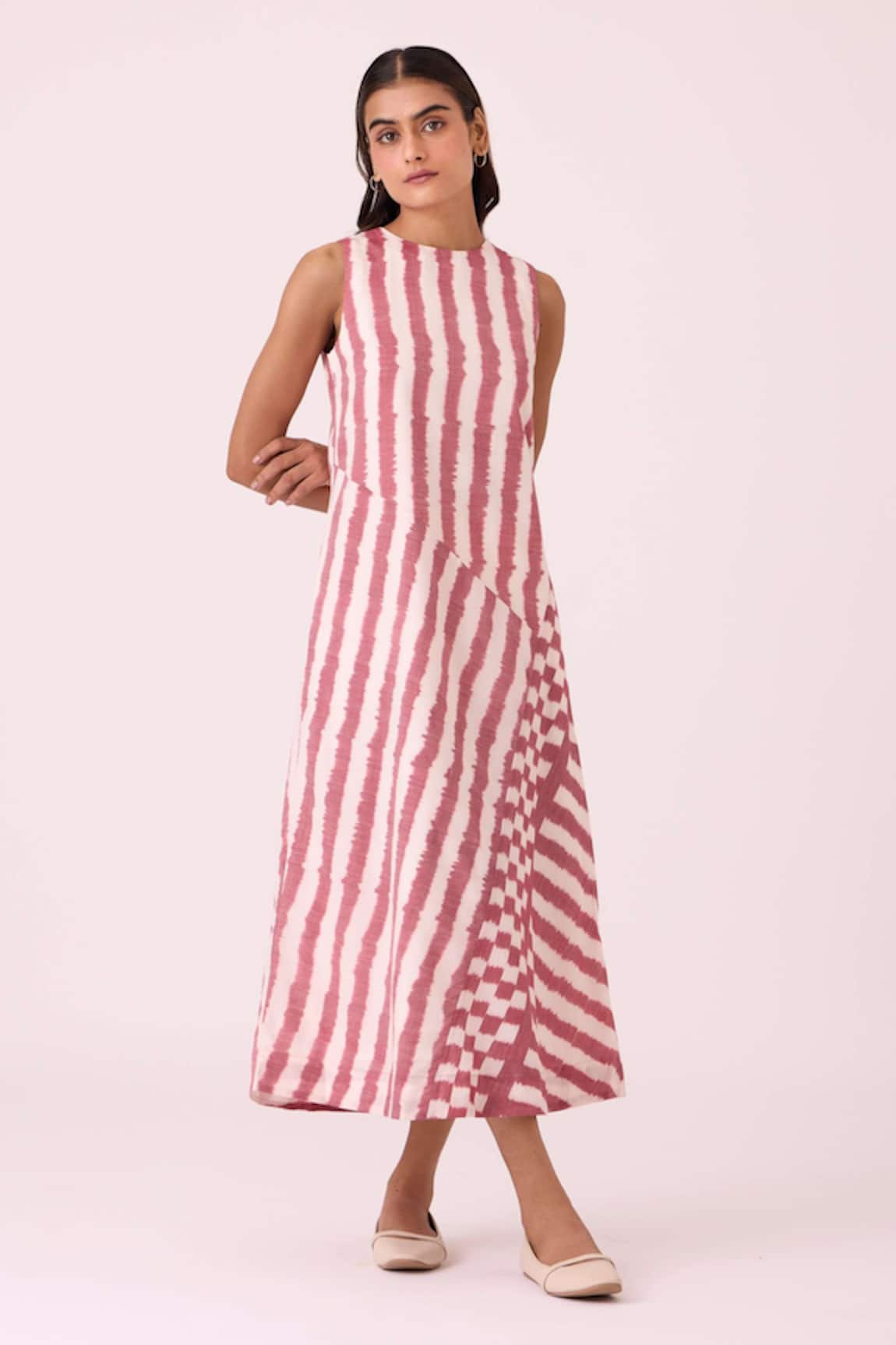 The Summer House Bennet Rhubarb Striped Ikat Dress 