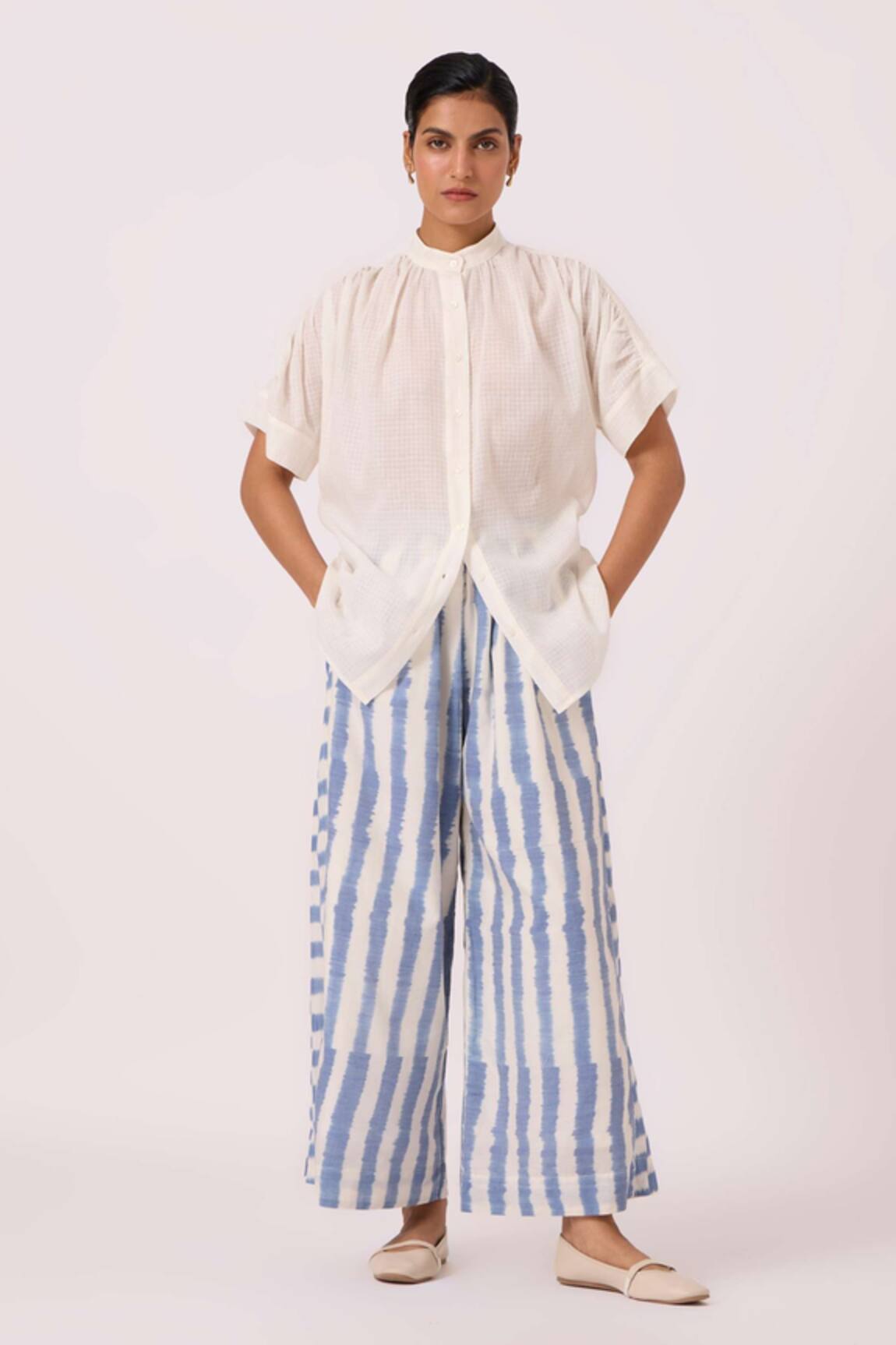 The Summer House Ivan Blue Striped Ikat Pant