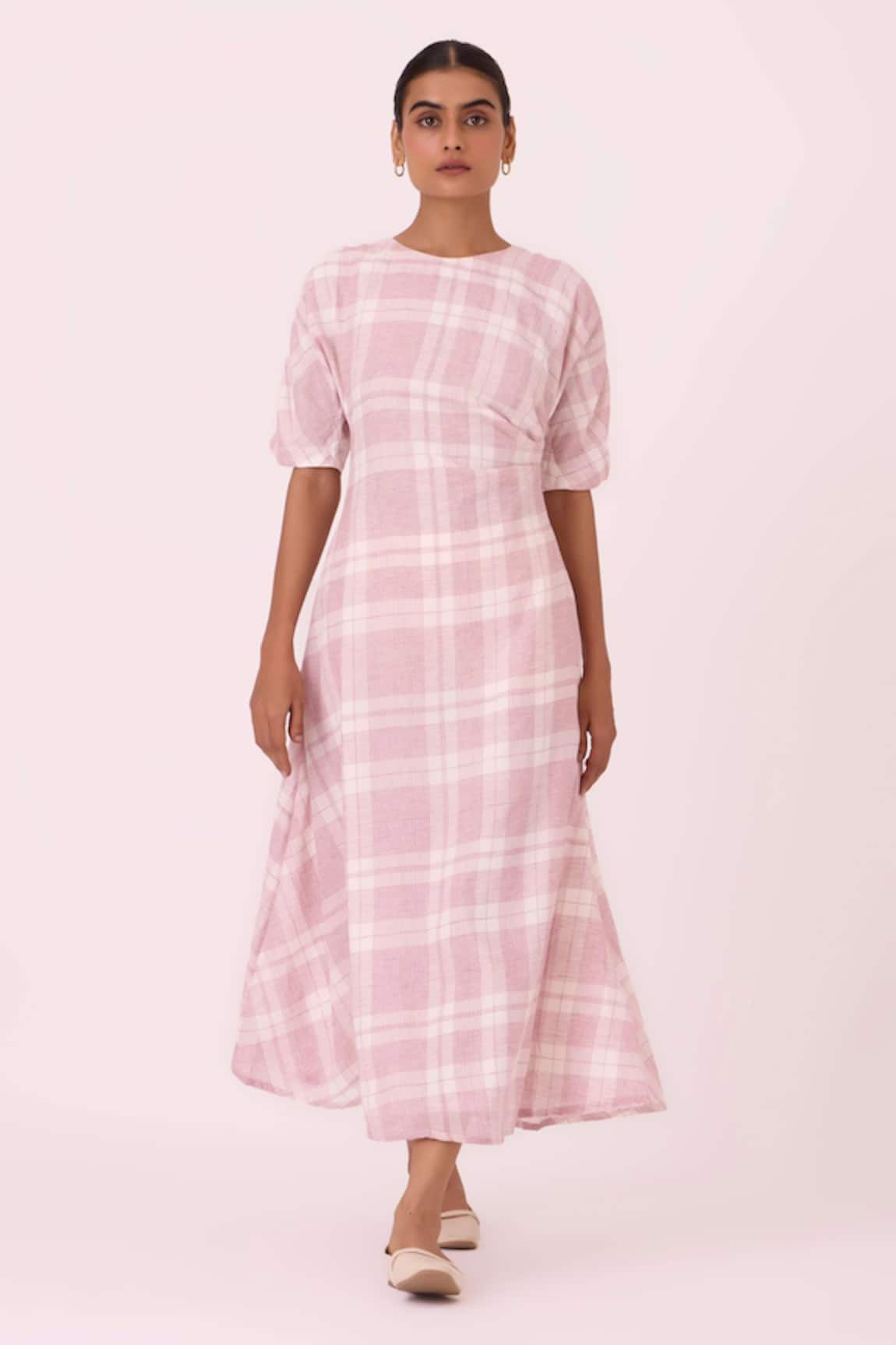 The Summer House Pine Checkered Handwoven Dress 