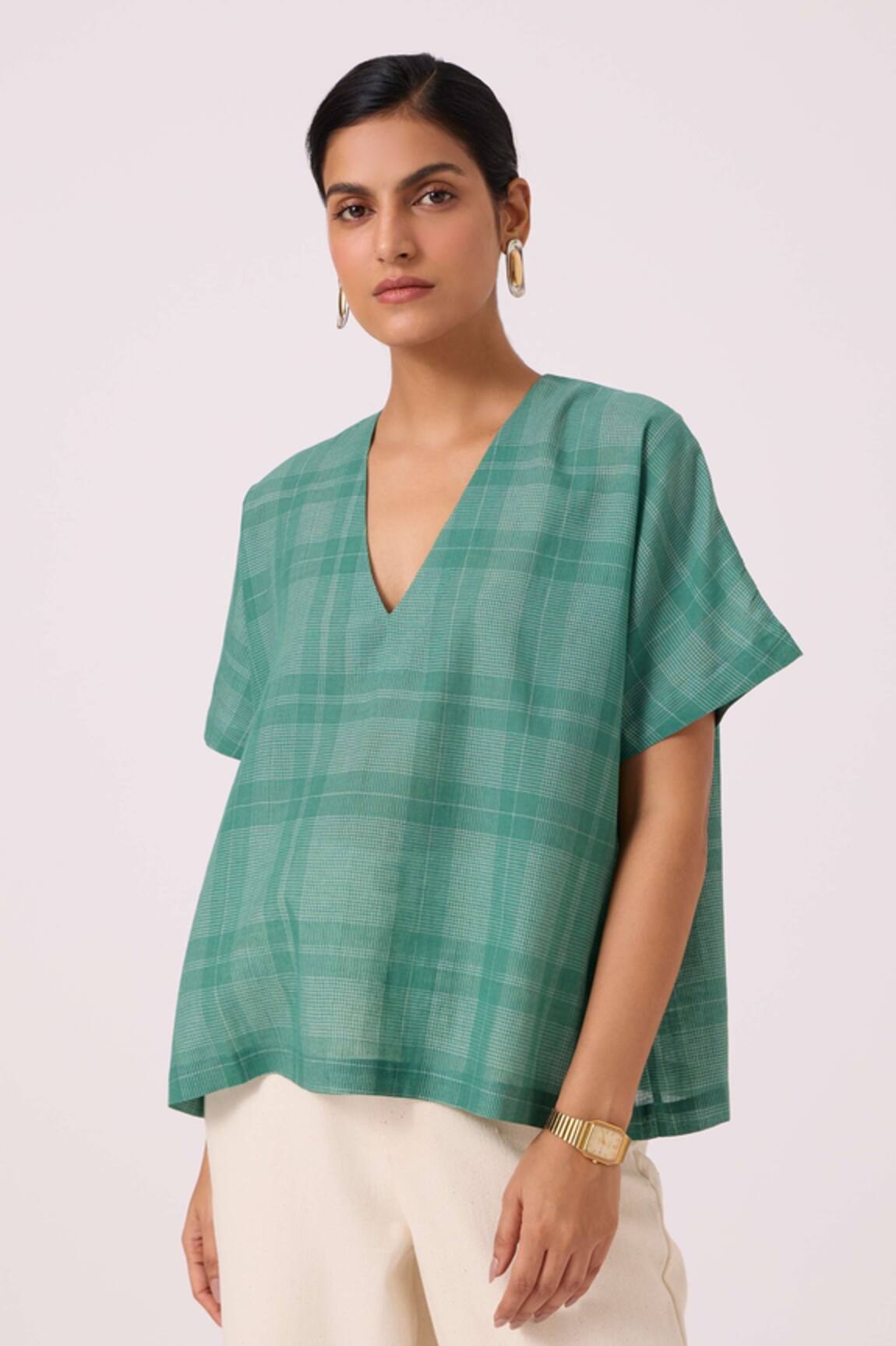 The Summer House Rue Green Handwoven Top 