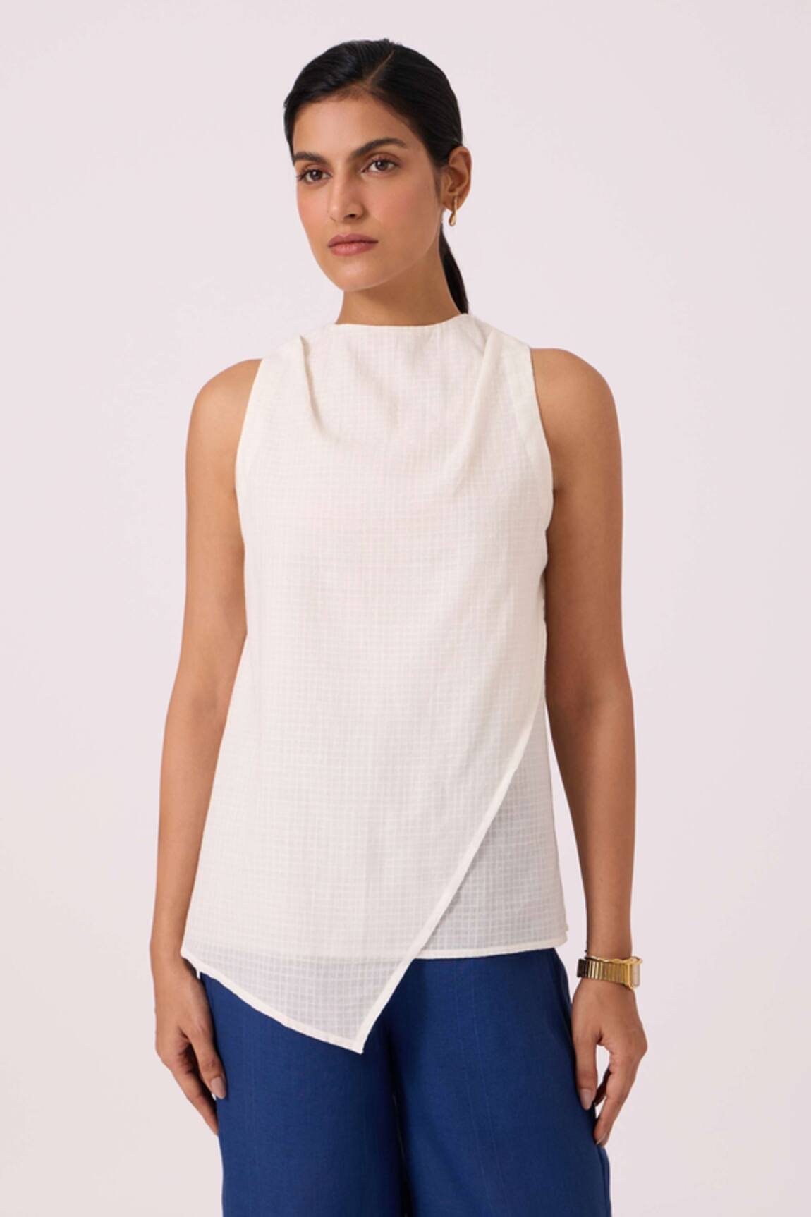 The Summer House Sonya White Handwoven Halter Top 
