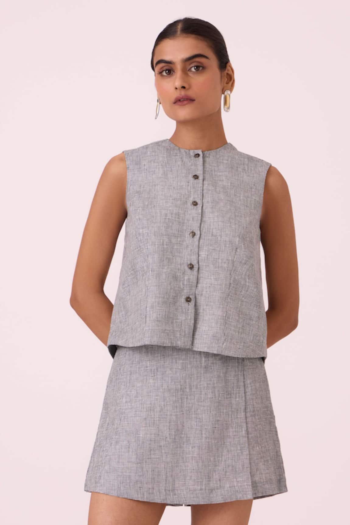 The Summer House Wotton Houndstooth Linen Top 