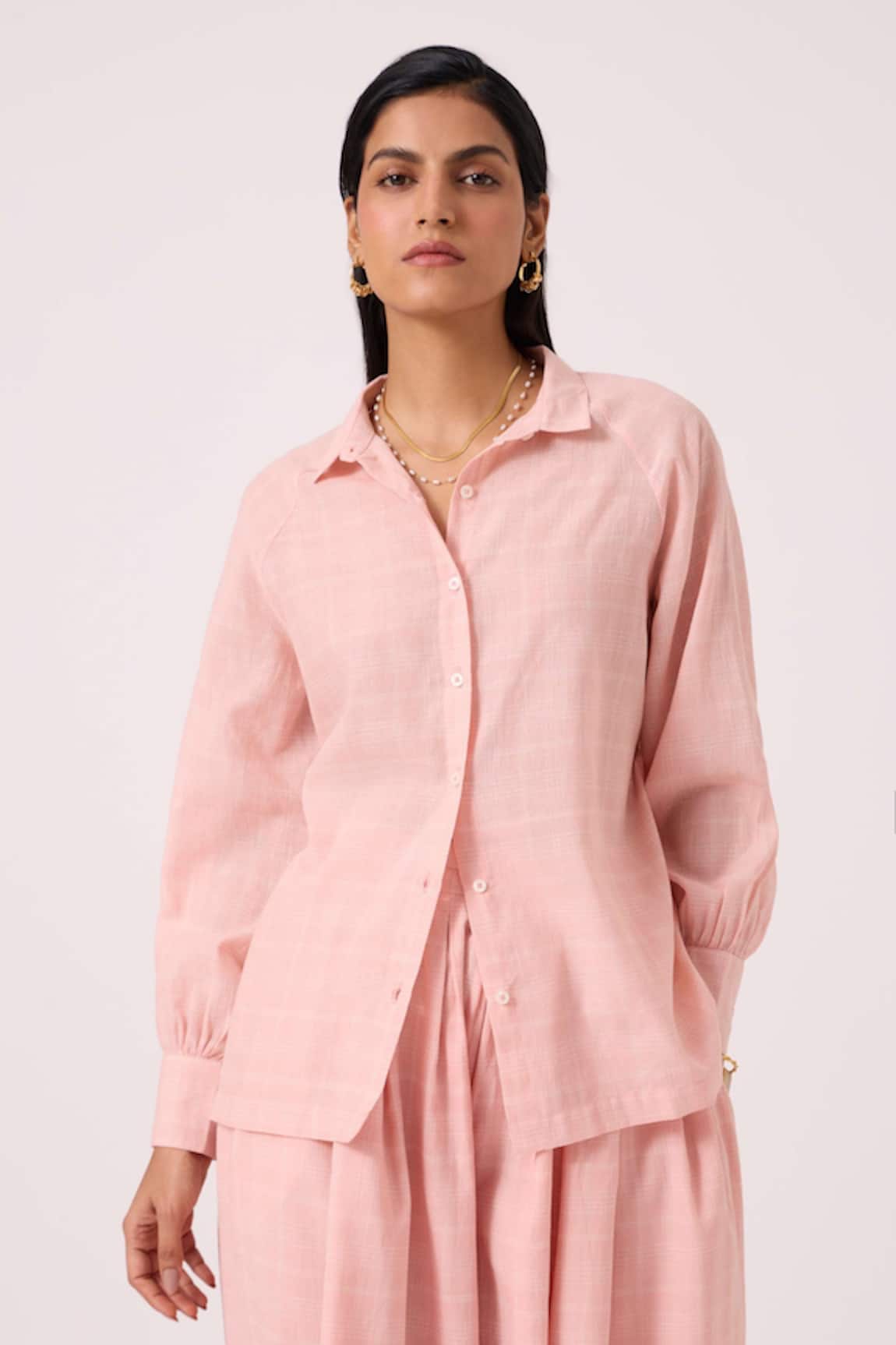 The Summer House Yeji Pink Handwoven Shirt 