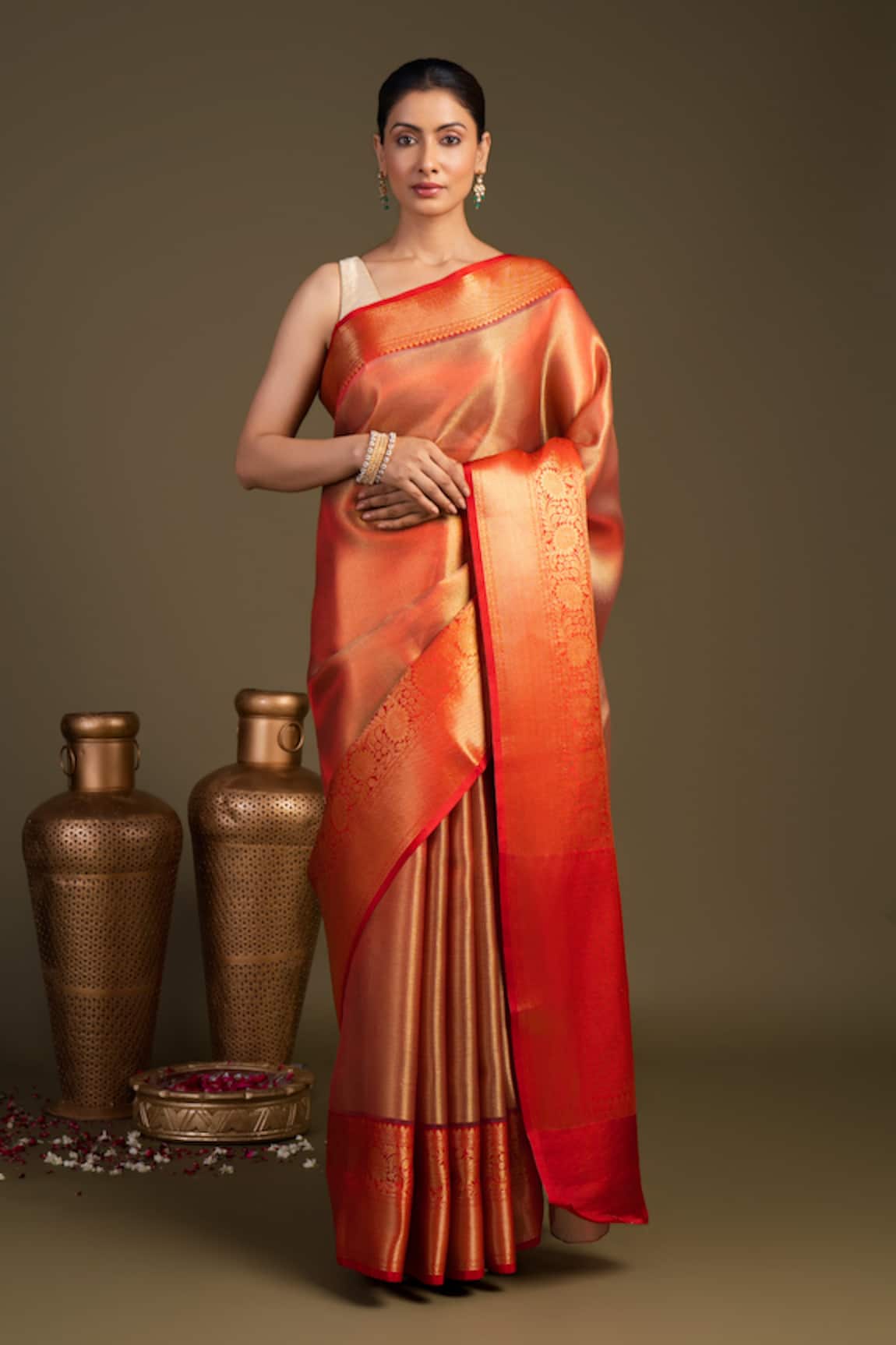 Zal From Benaras Zari Brocade Banarasi Handloom Saree With Unstitched Blouse Piece 