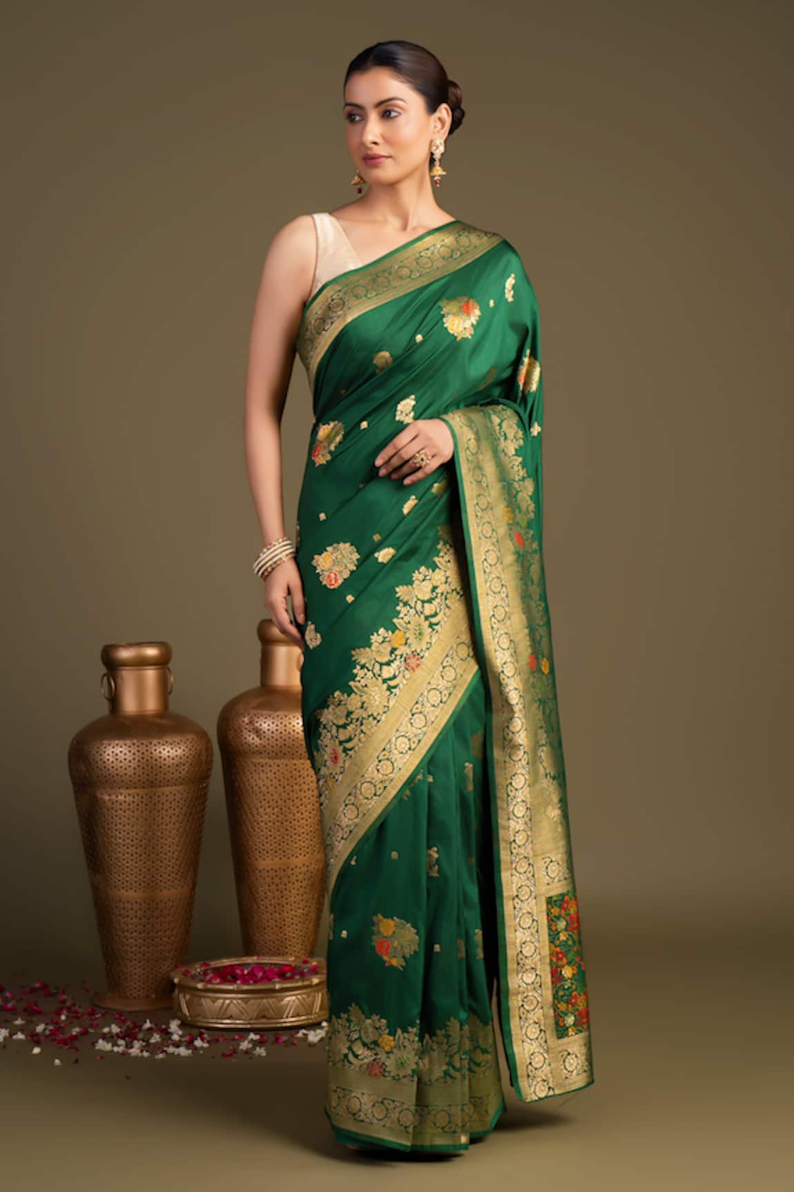 Zal From Benaras Pure Silk Banarasi Handloom Saree With Unstitched Blouse Piece 