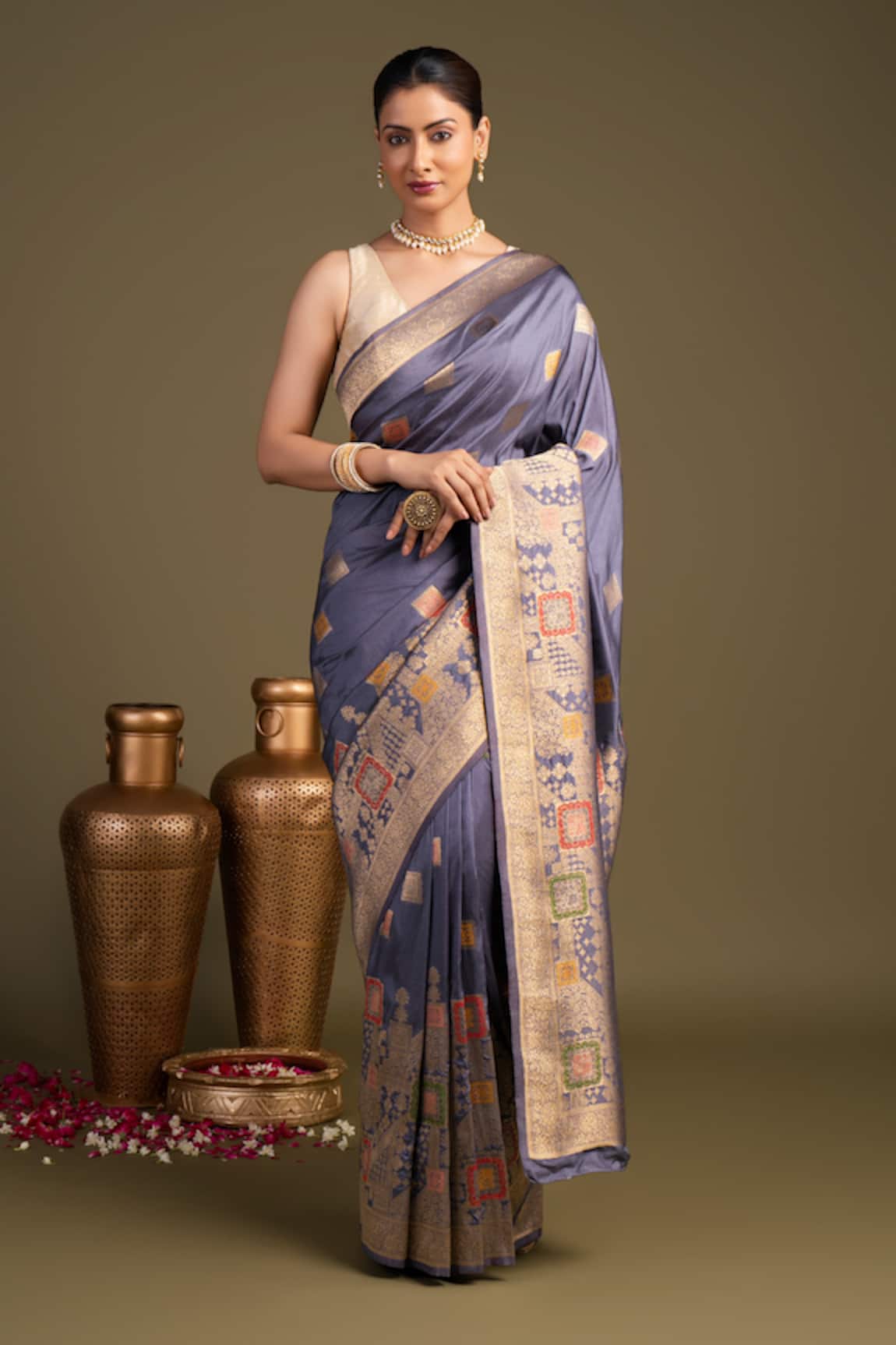 Zal From Benaras Pure Silk Banarasi Handloom Saree With Unstitched Blouse Piece 