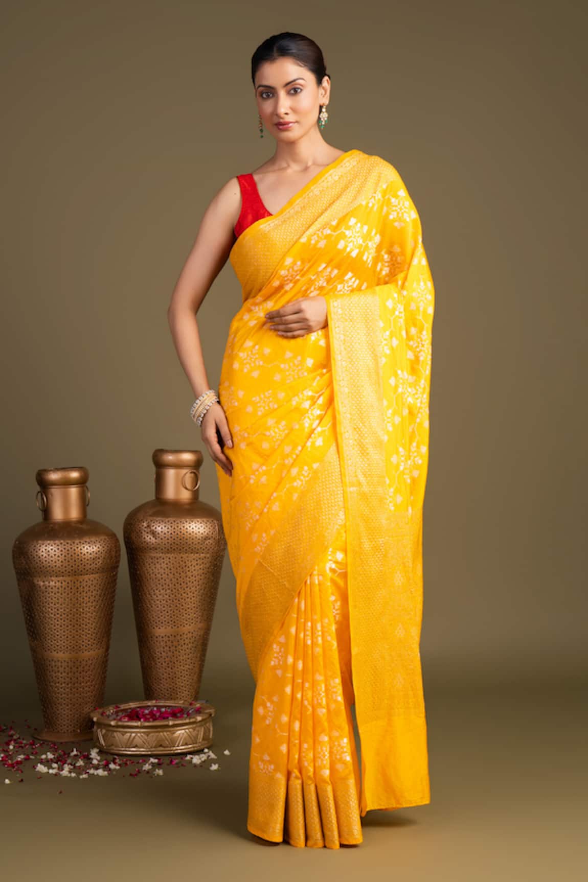Zal From Benaras Pure Silk Banarasi Handloom Saree With Unstitched Blouse Piece 
