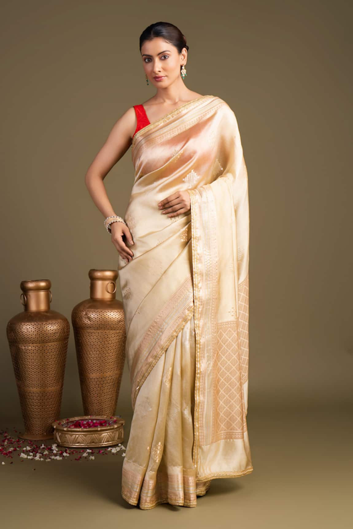 Zal From Benaras Katan Silk Banarasi Handloom Saree With Unstitched Blouse Piece 