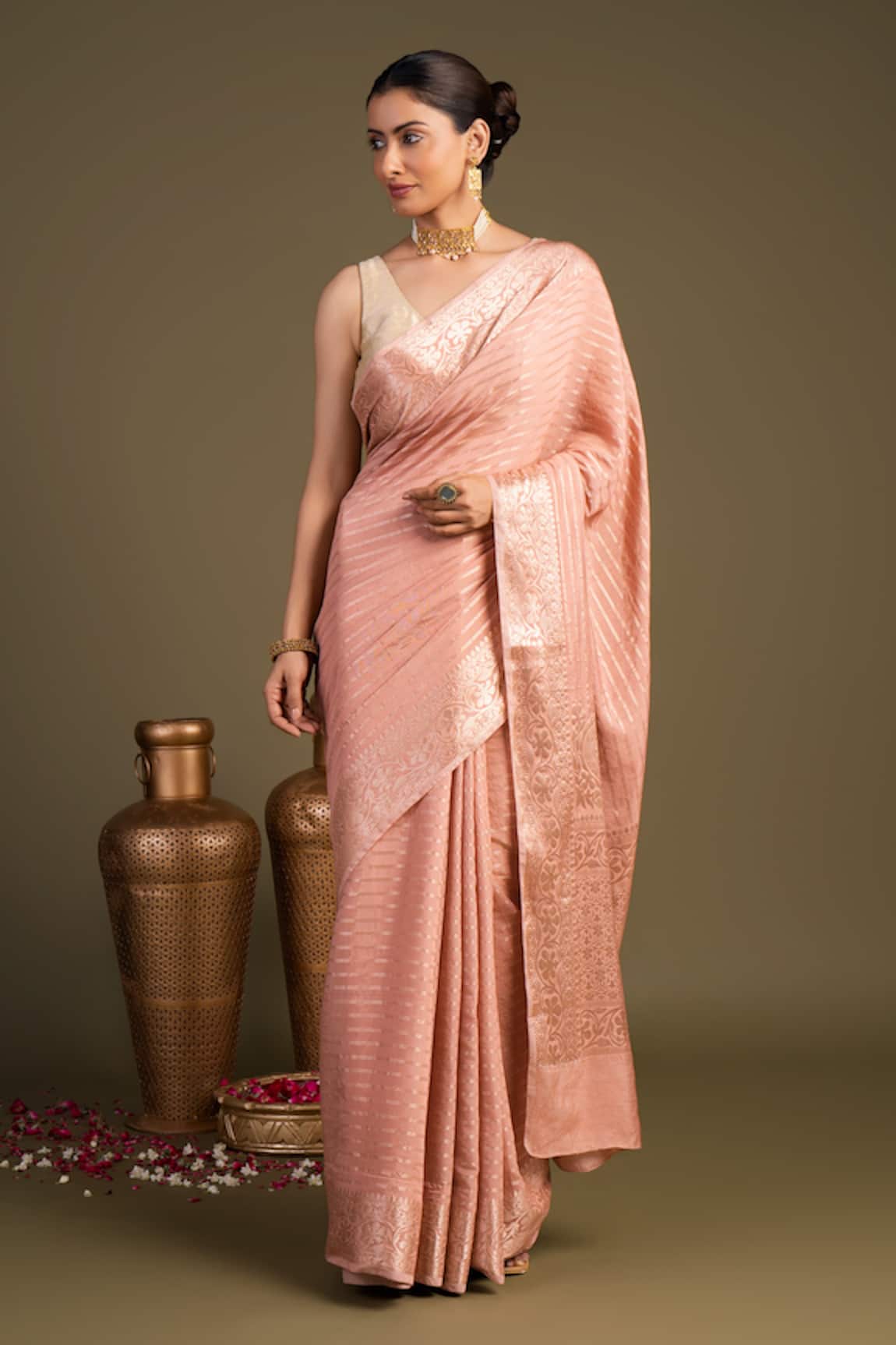 Zal From Benaras Pure Monga silk Banarasi Handloom Saree With Unstitched Blouse Piece 
