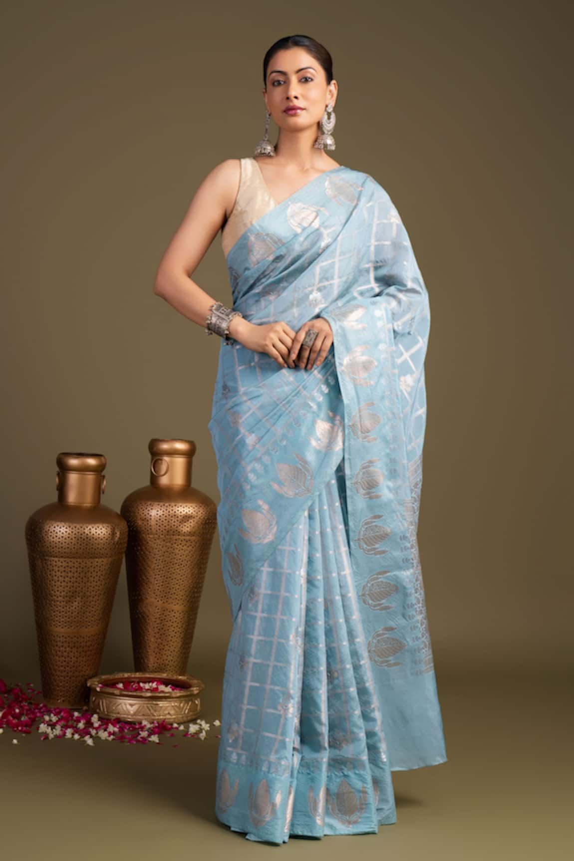 Zal From Benaras Pure Silk Banarasi Handloom Saree With Unstitched Blouse Piece 