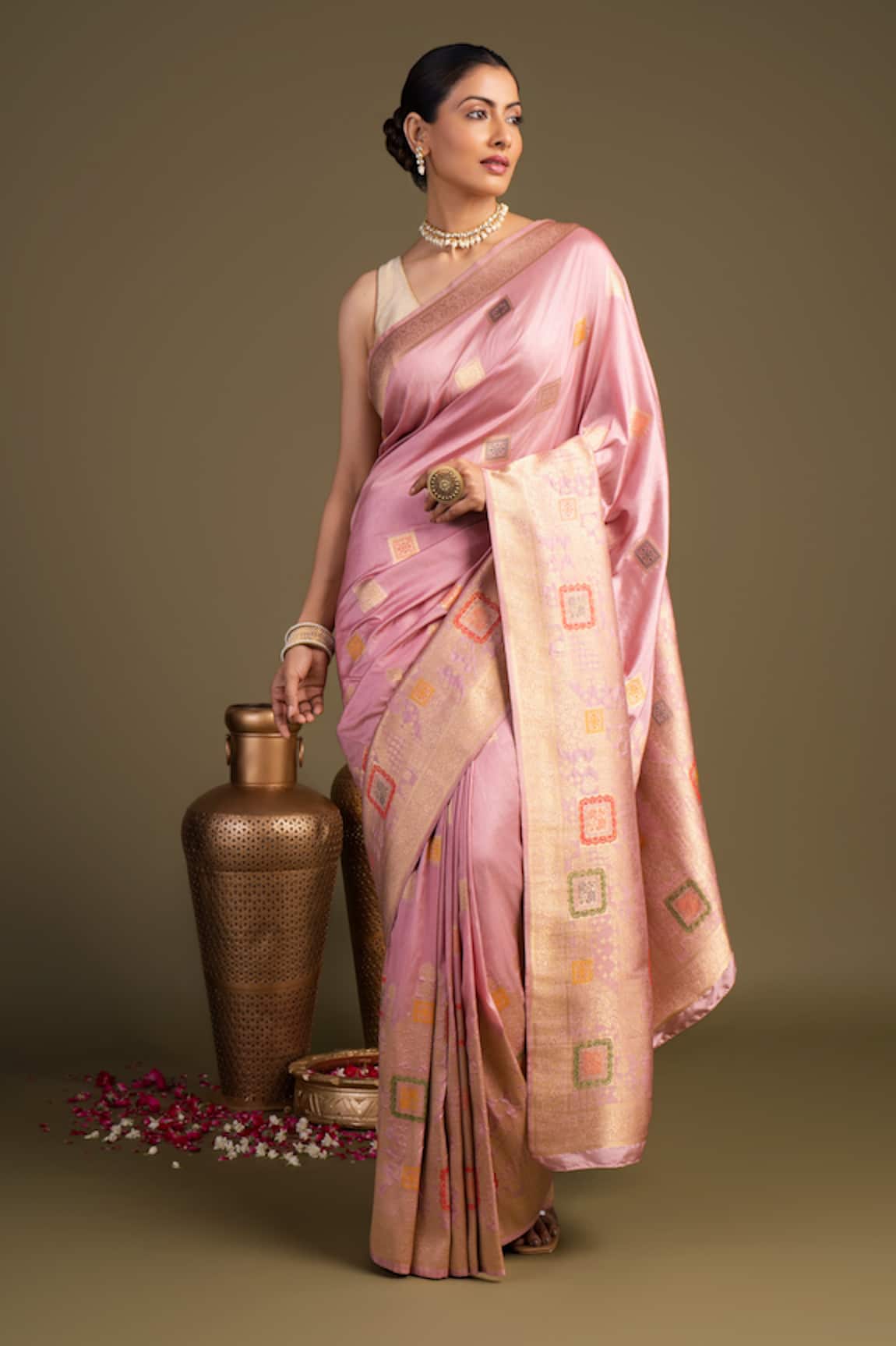 Zal From Benaras Pure Silk Banarasi Handloom Saree With Unstitched Blouse Piece 