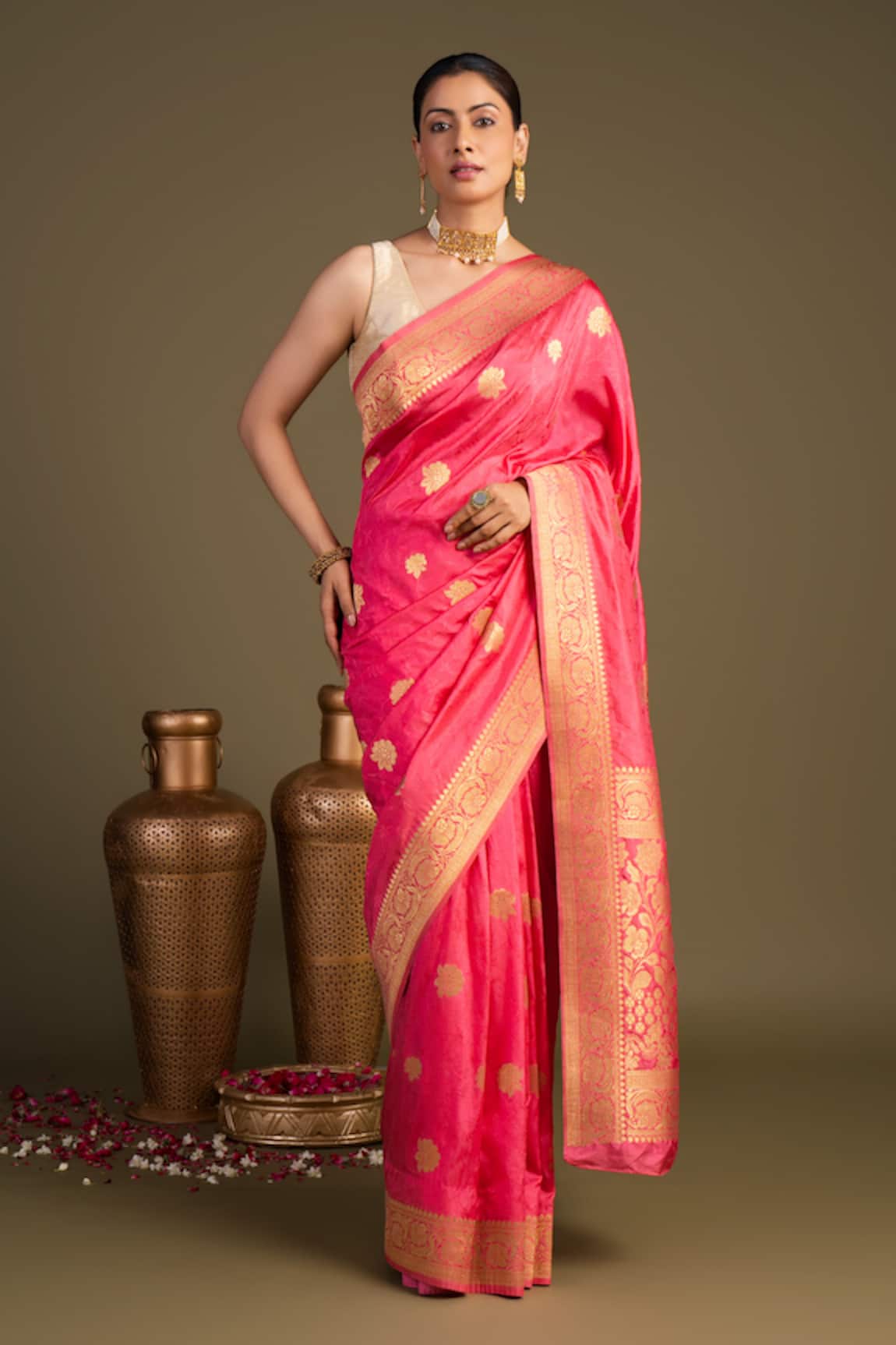 Zal From Benaras Pure Silk Banarasi Handloom Saree With Unstitched Blouse Piece 