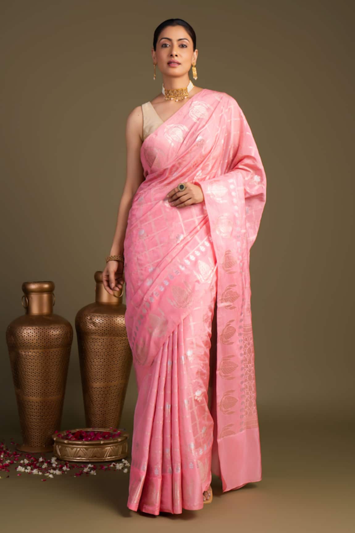 Zal From Benaras Pure Silk Banarasi Handloom Saree With Unstitched Blouse Piece 