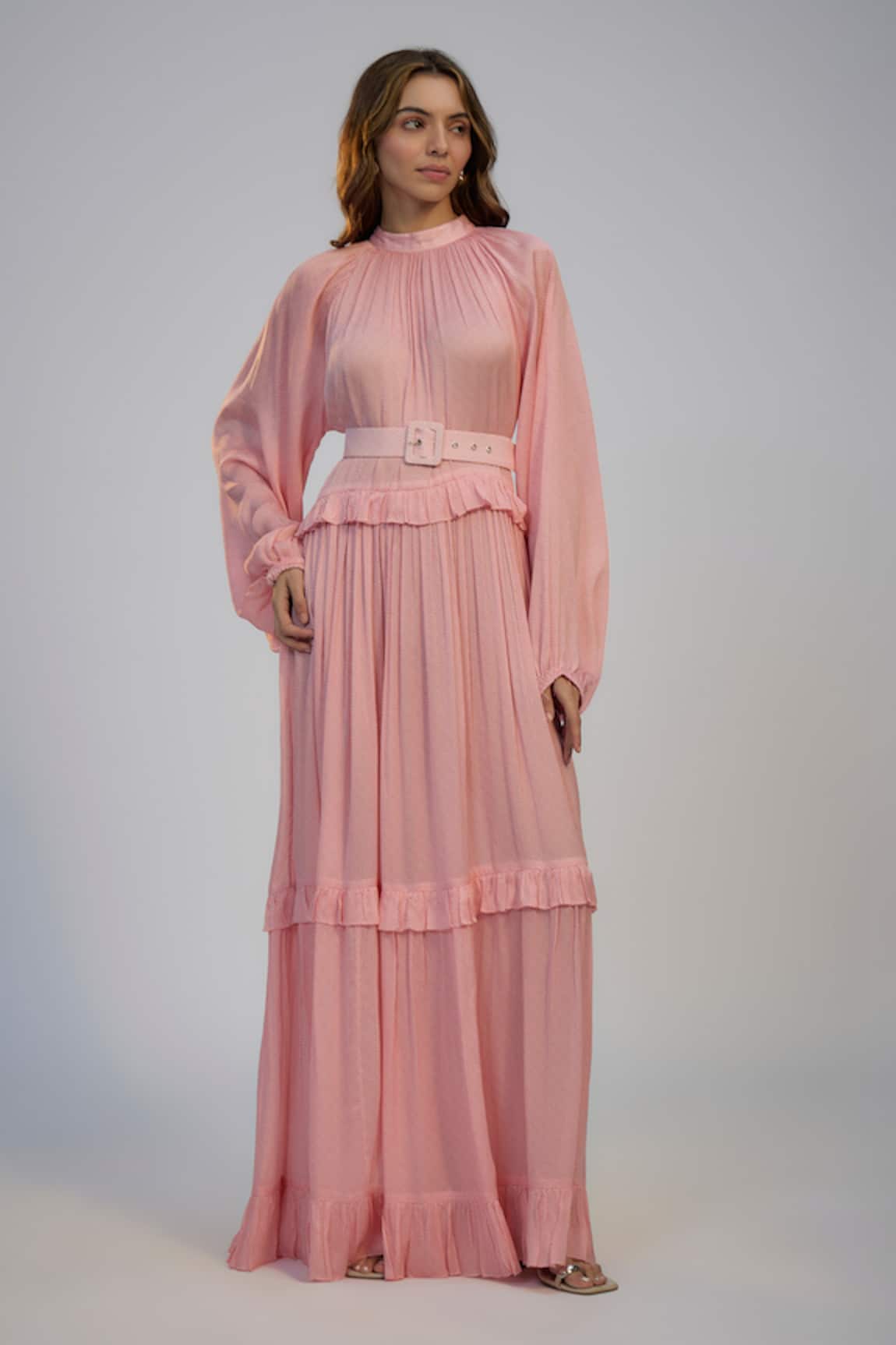 Nadima Saqib Pastel Pink Printed & Embroidered Dress 