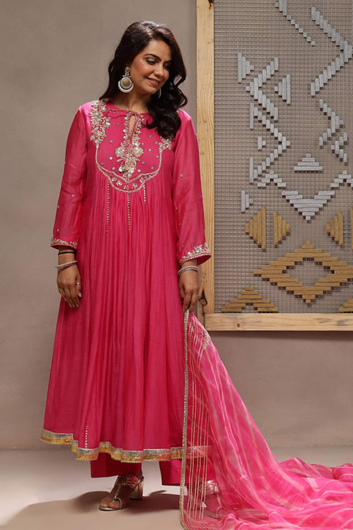 Kyra By Bhavna Wild Rose Chanderi Kurta Set 