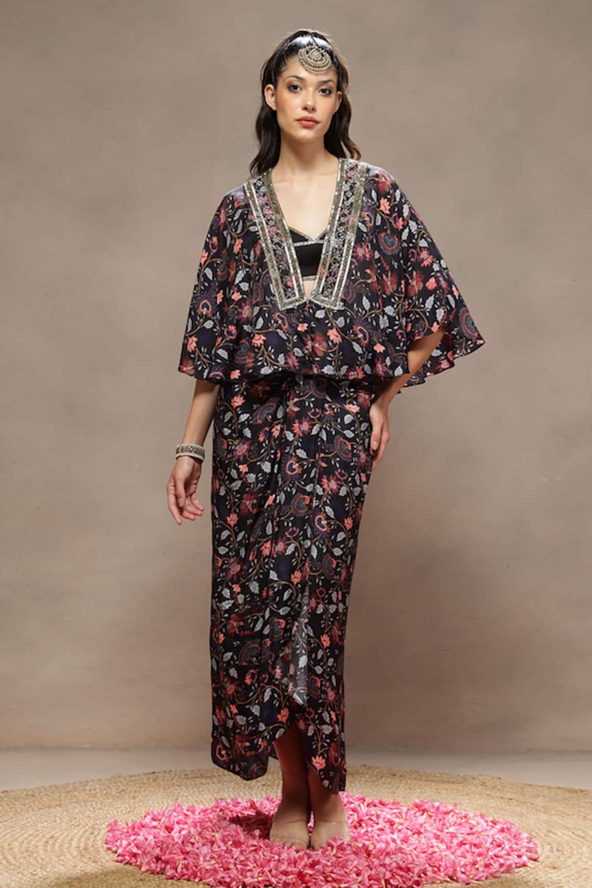 Kyra By Bhavna Cinder Bloom Skirt Set 