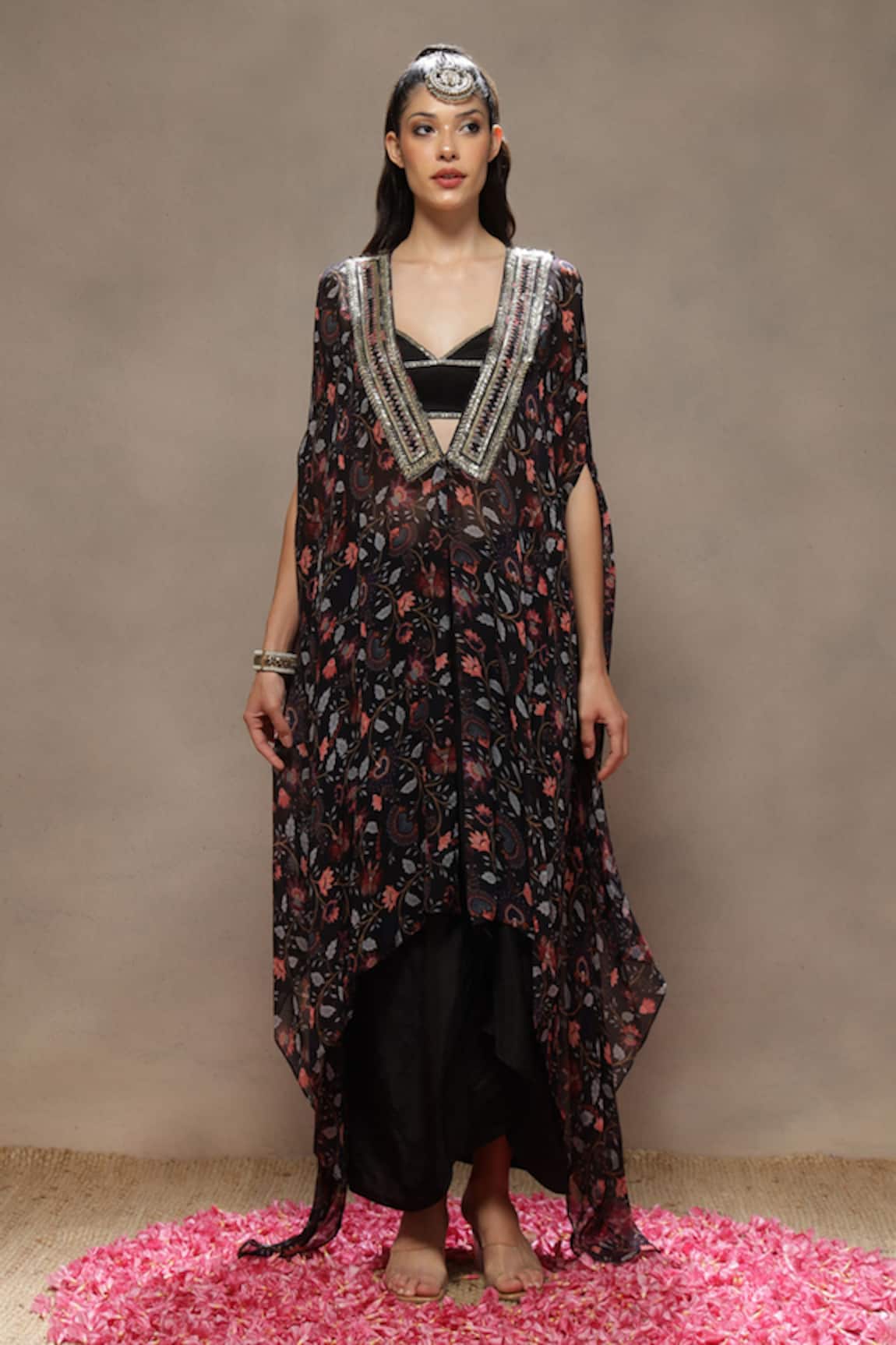 Kyra By Bhavna Midnight Muse Cape Set 