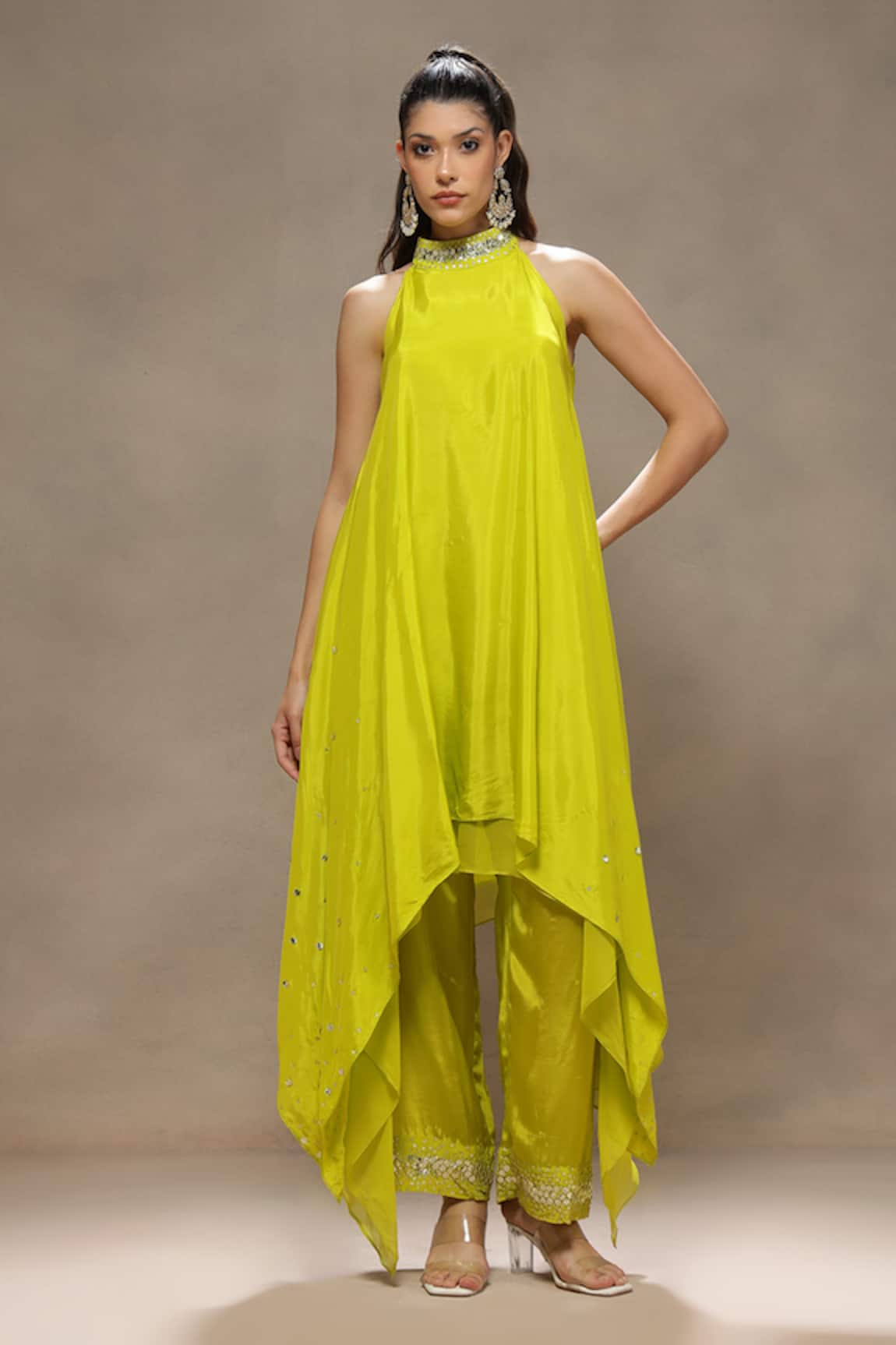 Kyra By Bhavna Lime Luxe Kurta Set  