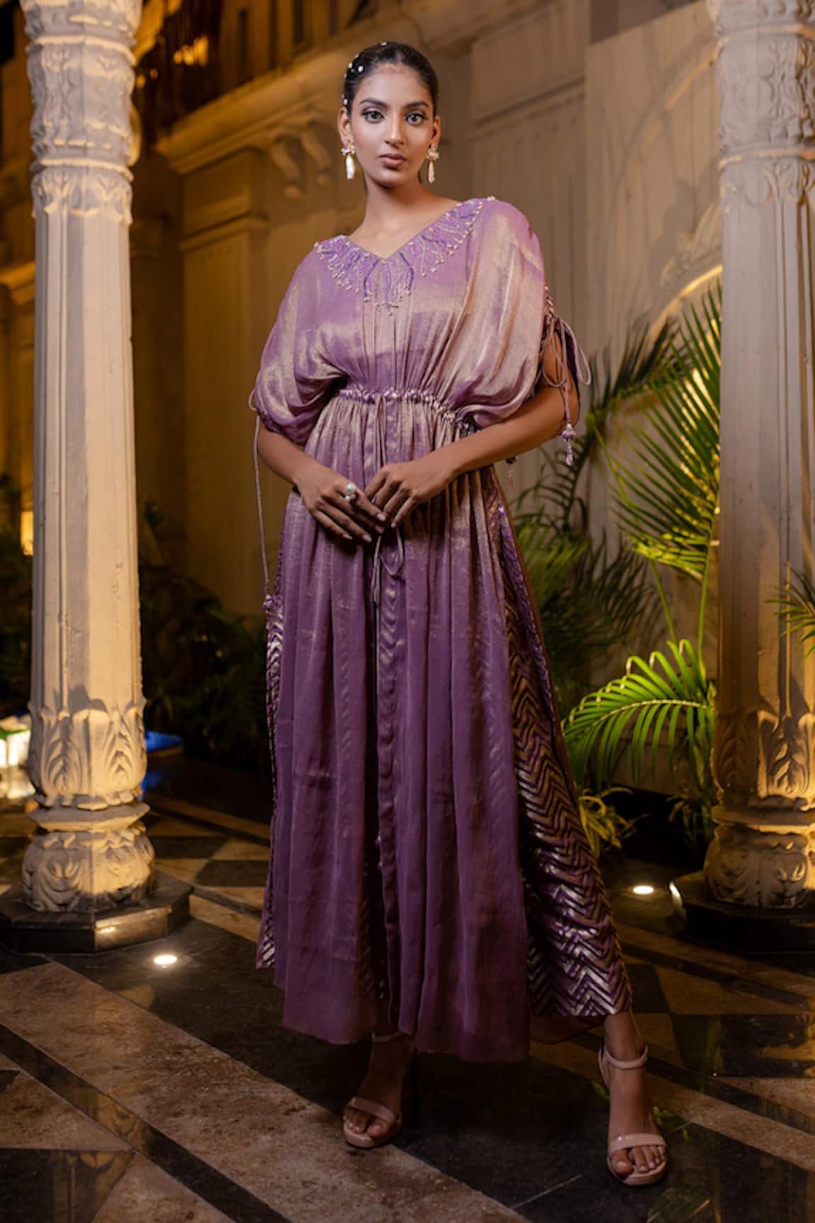 Farha Syed Lavender Kaftan & Pant Set 