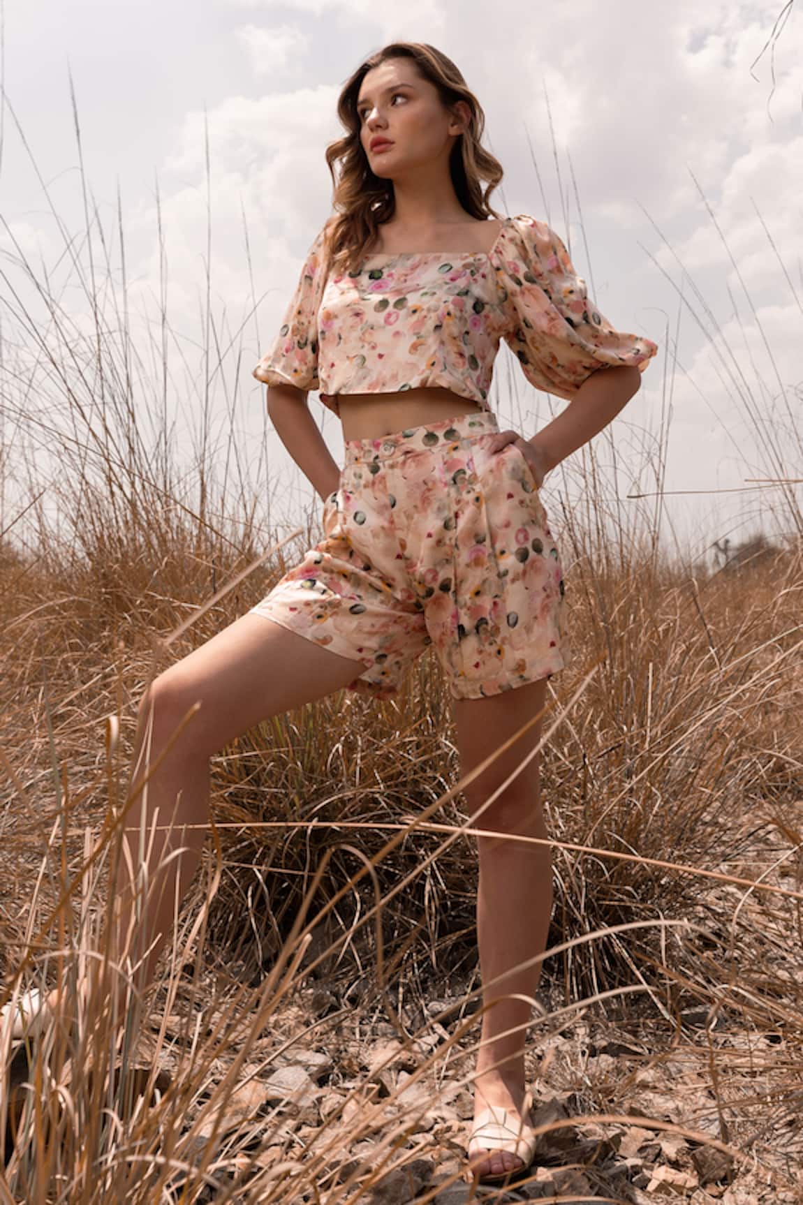 AFRIYA Whispering Pastels Crop Top & Shorts Co-ord Set 