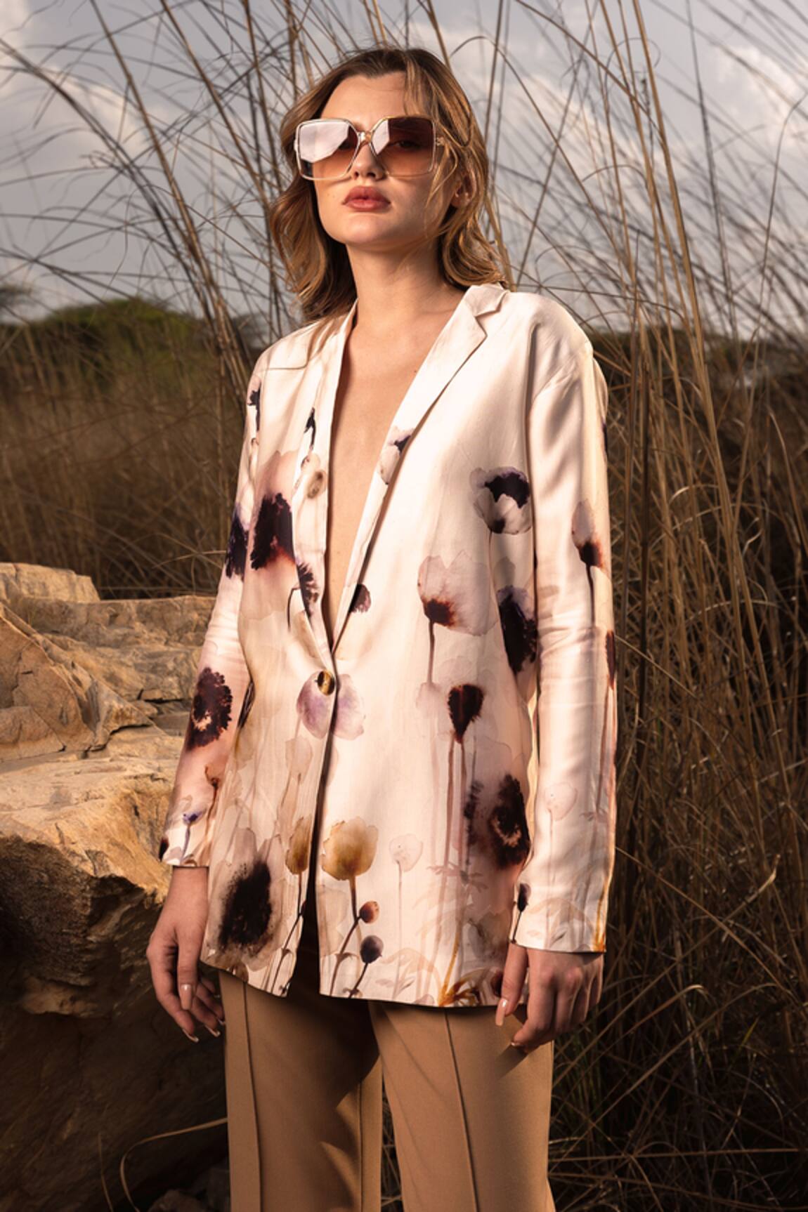 AFRIYA Serene Garden Long Blazer 