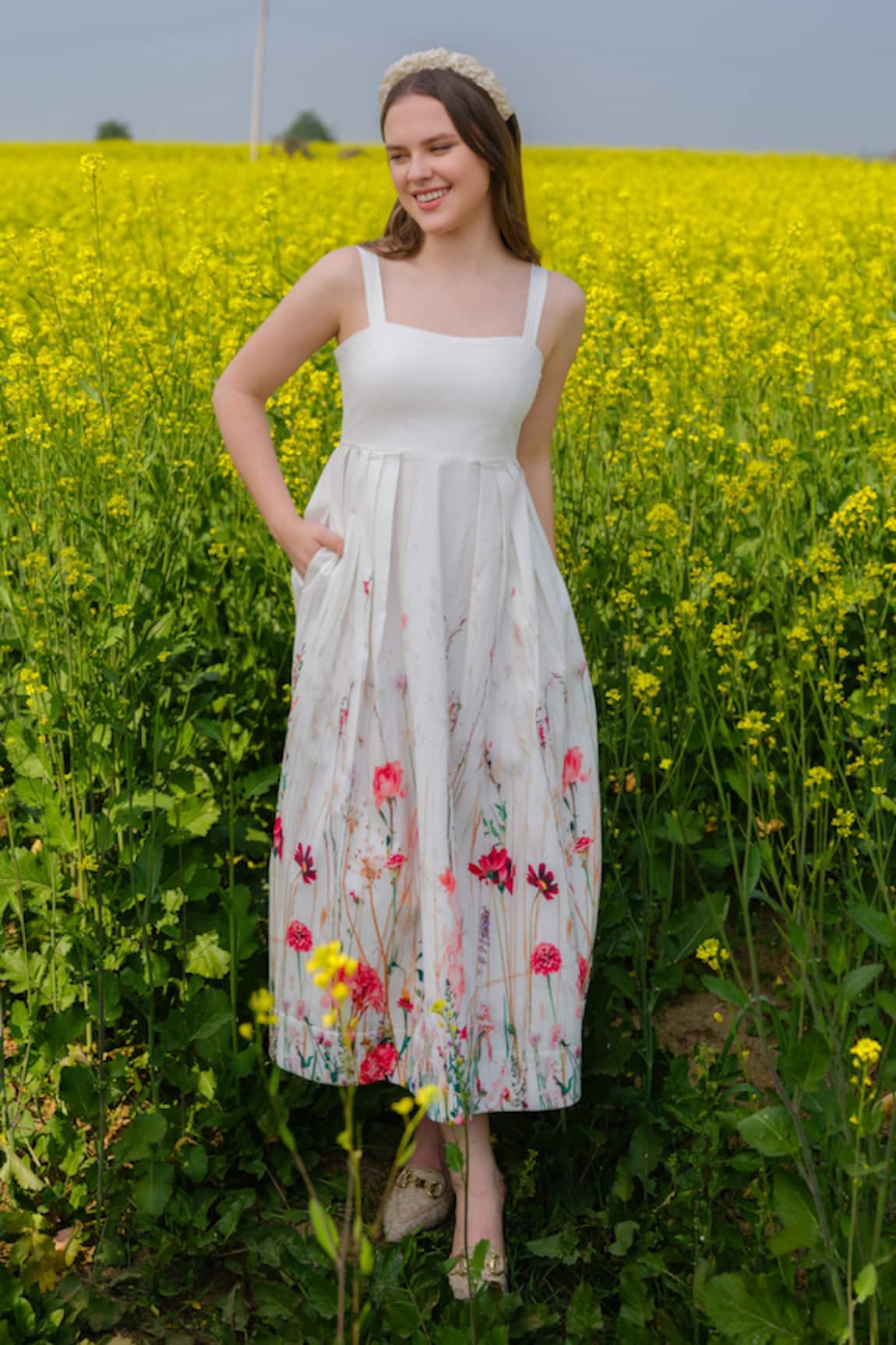 AFRIYA Multi Flower Meadow Long Dress 
