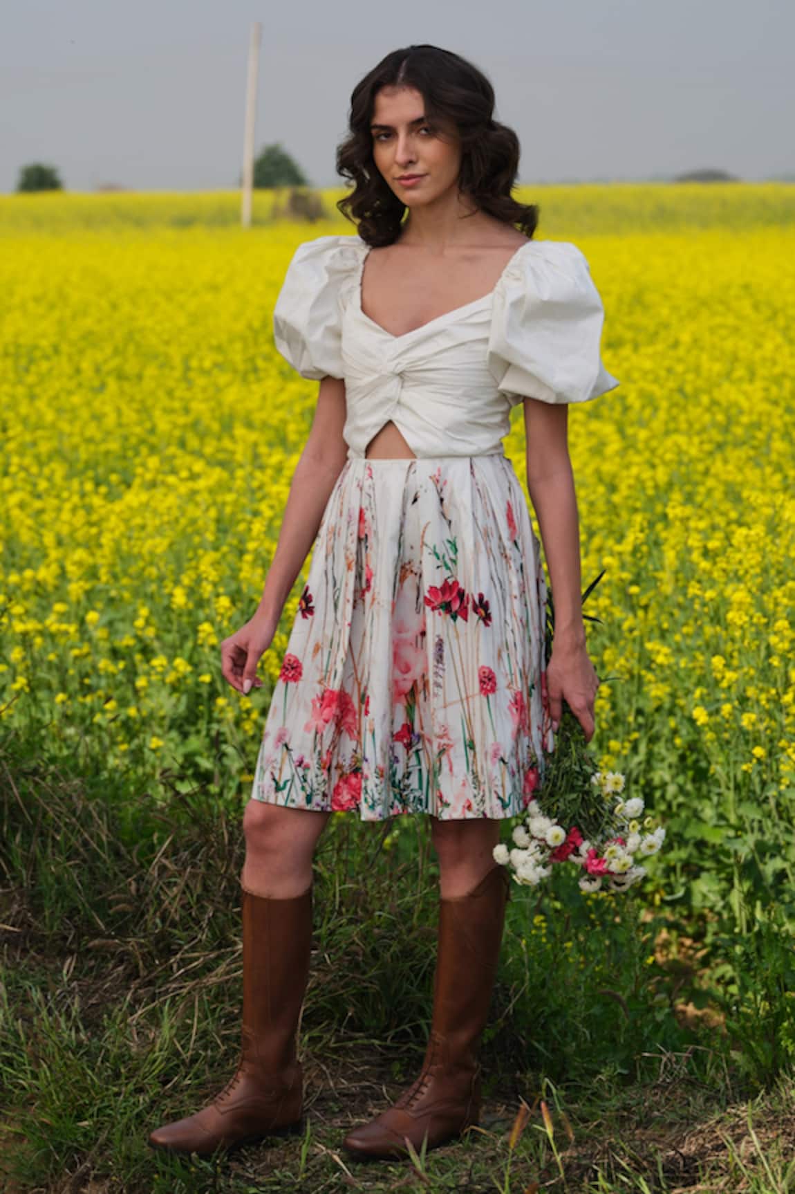 AFRIYA Multi Flower Meadow Short Dress 