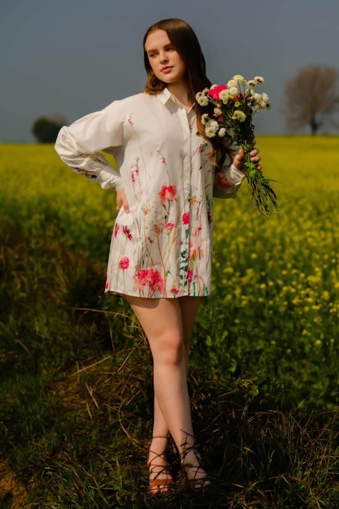 AFRIYA Multi Flower Meadow Long Shirt 