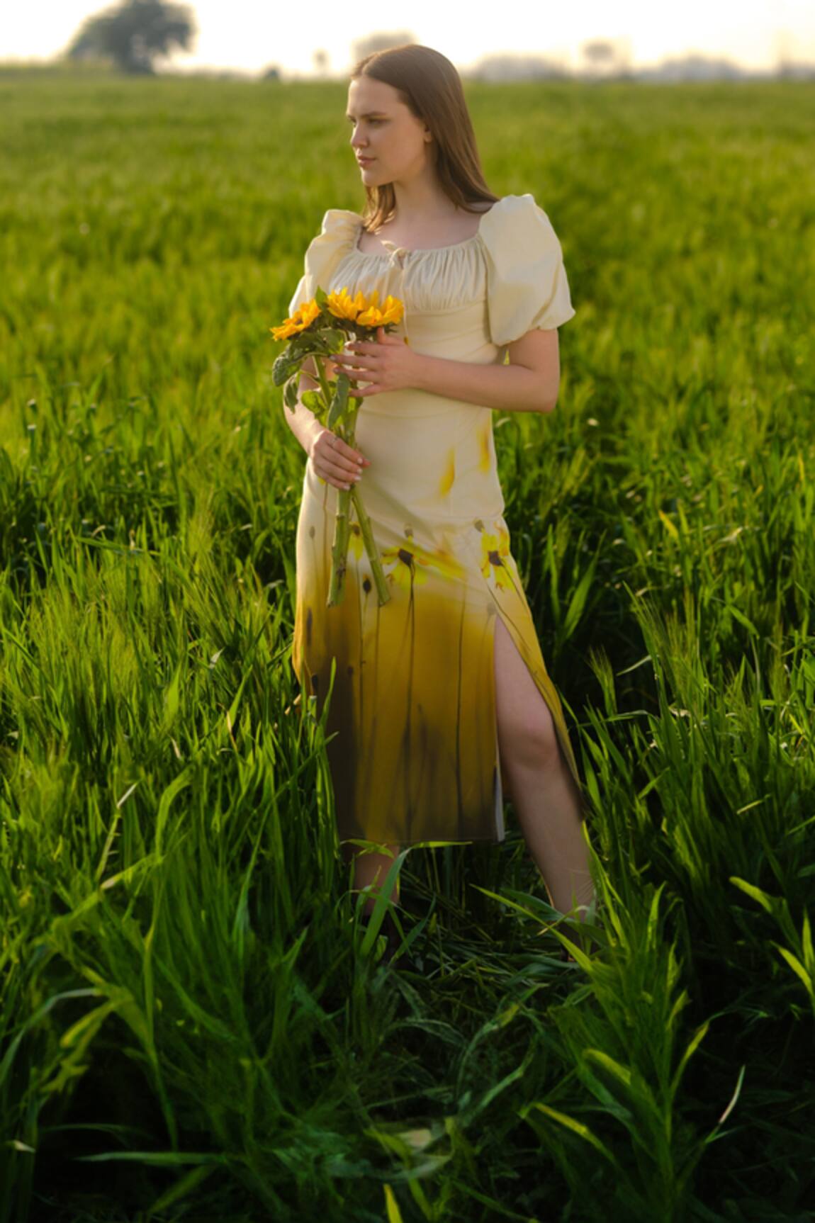 AFRIYA Yellow Meadow Midi Dress 