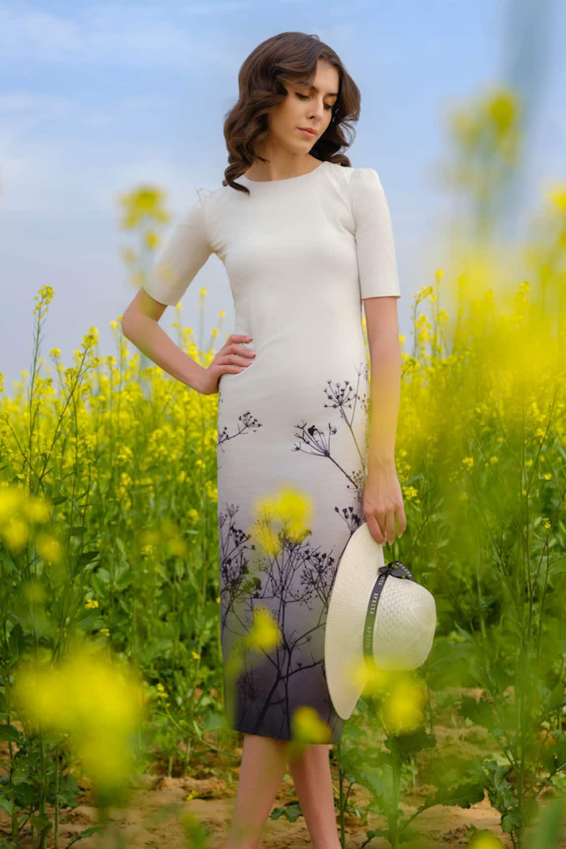 AFRIYA Monochrome Meadow Bodycon Dress 