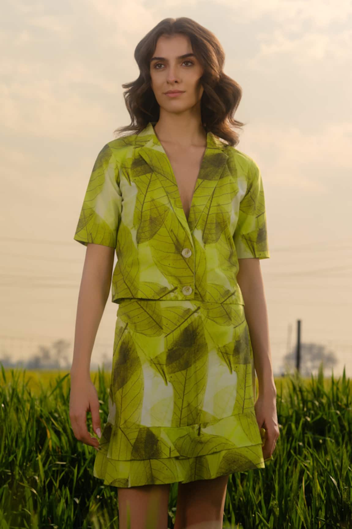 AFRIYA Green Ferns Short Blazer 