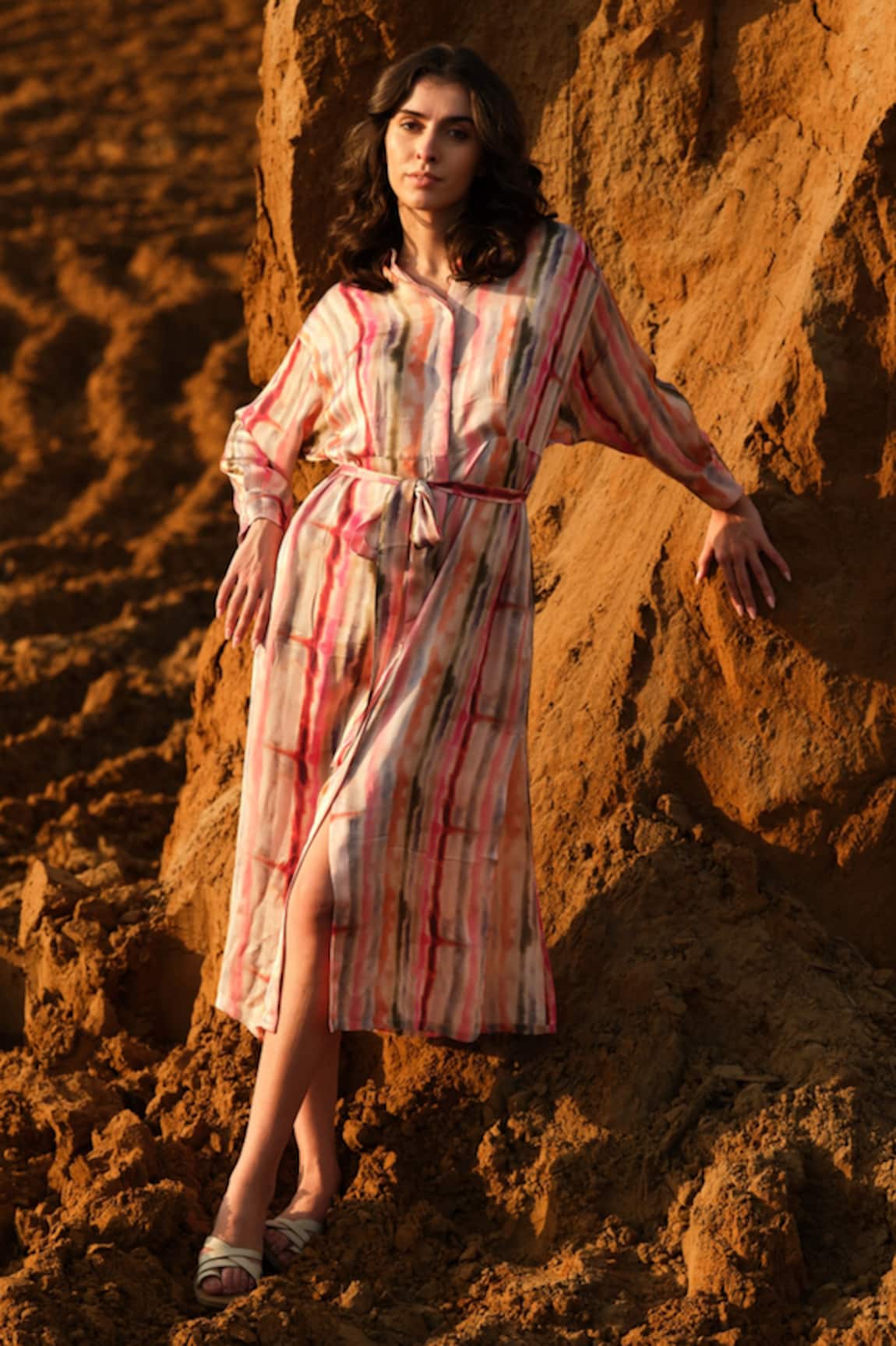 AFRIYA Multi Striped Kaftan Dress 