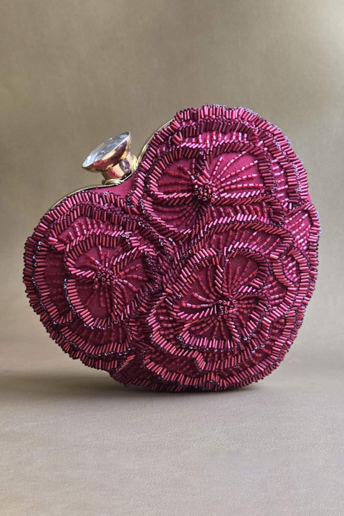 Plode Embellished Heart Clutch With Sling 
