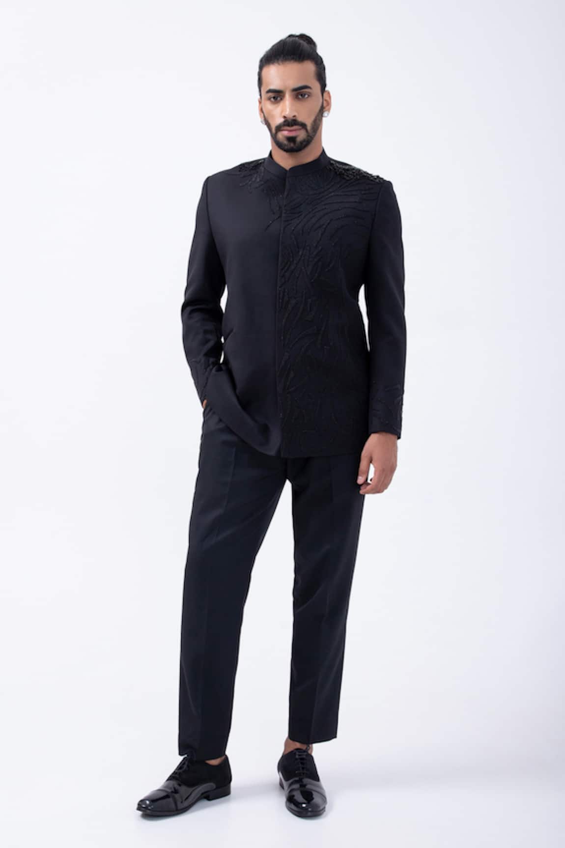 Kaka Calcutta Bead Embellished Bandhgala With Pant